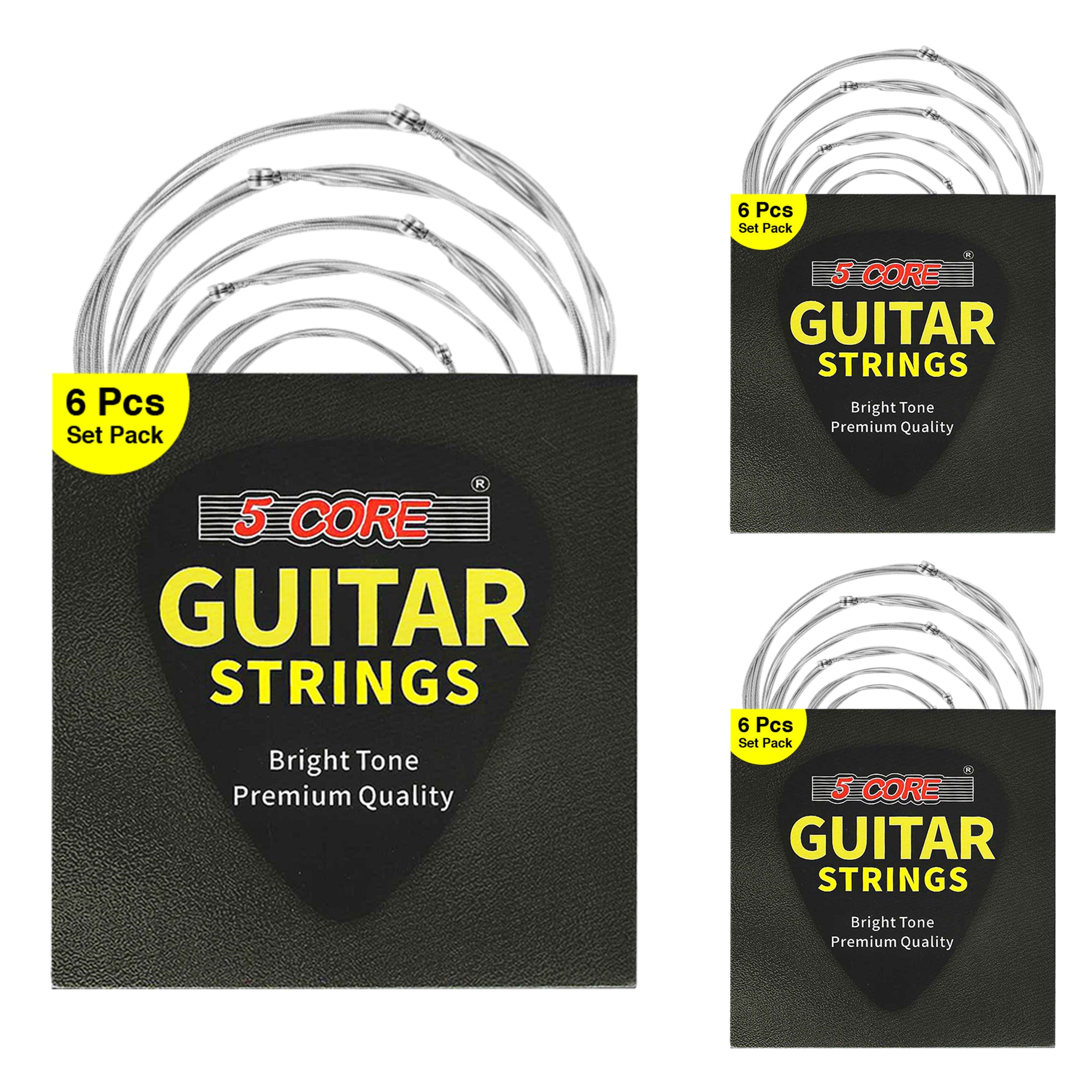 5 Core 3 Set Guitar Strings, 6 Pieces in 1 Set Steel Core strings Light-Gauge 0.010-0.048 Plain Steel Core Steel Acoustic Guitar Strings - GS AC 3 SET