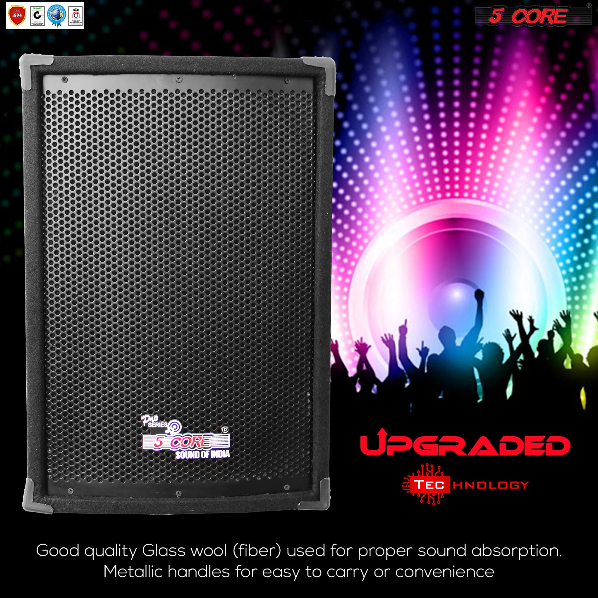 5 Core Portable Cabinet DJ Speaker System • 12" 2000W Passive 2 Way Loudspeaker • Full Range Audio