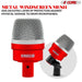 High-performance microphone set featuring a metal windscreen mesh for distortion-free recording.