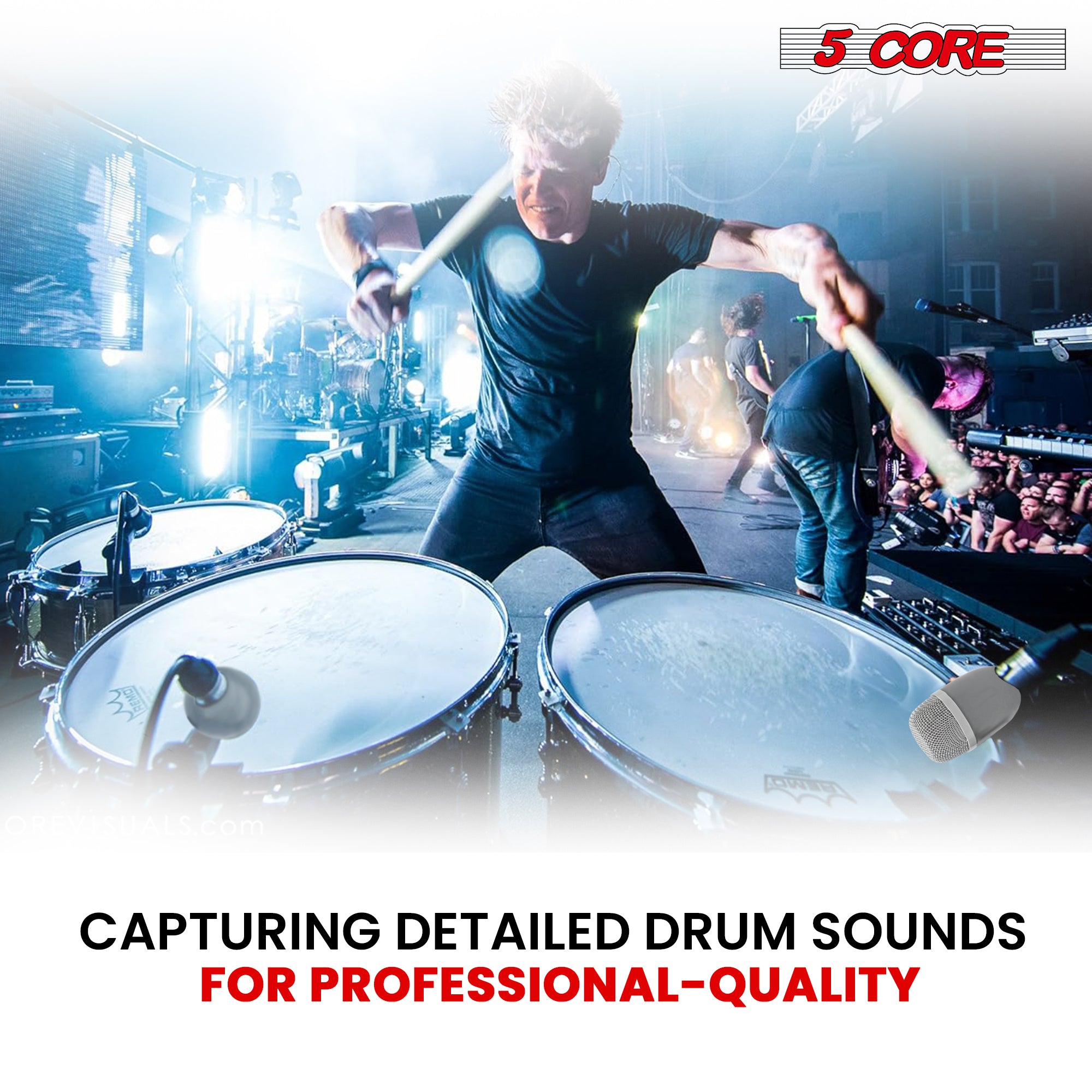 5 Core Tom Snare Mic • Cardioid Dynamic Microphone for Drum Kit • Precision Instrument Sound Pickup
