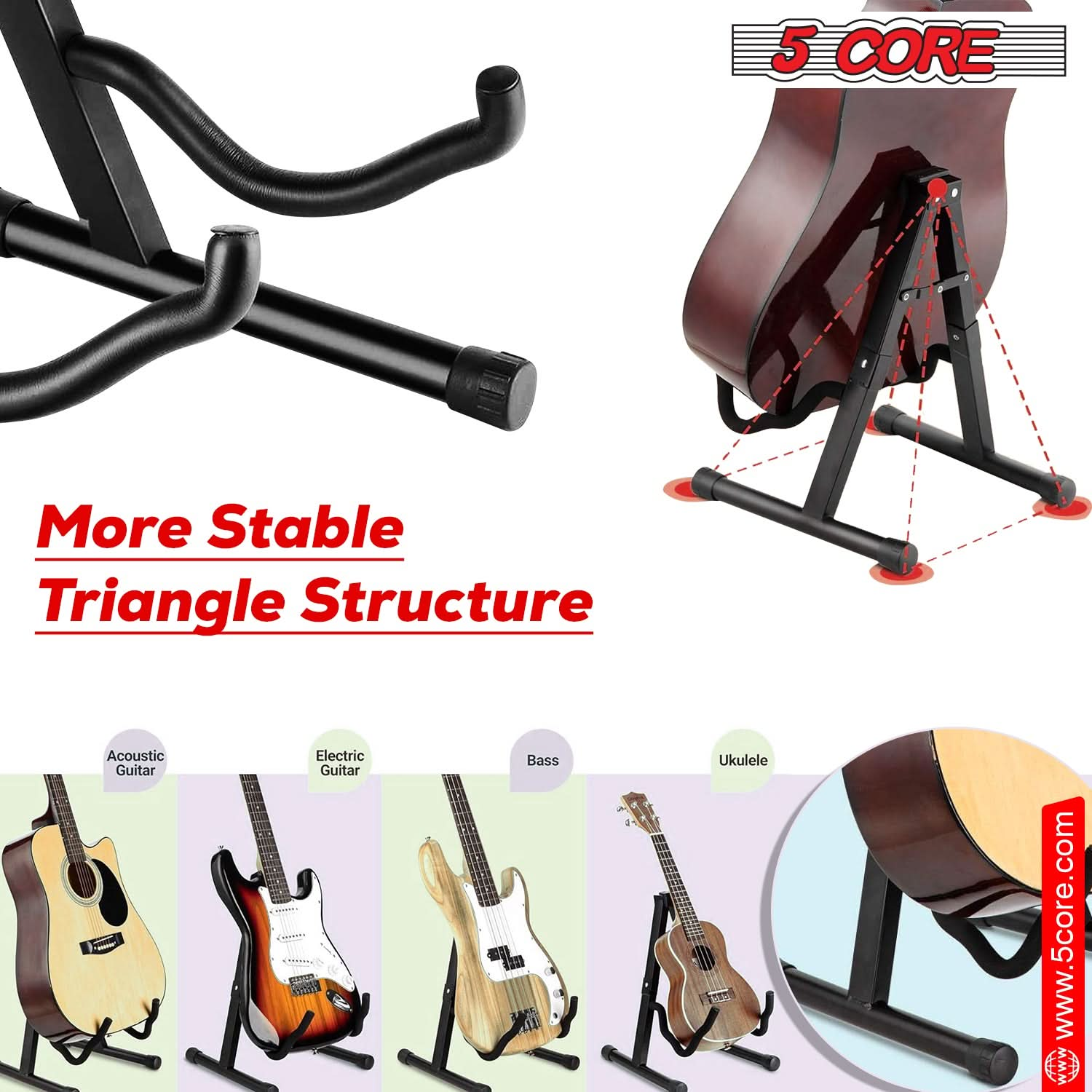 5Core Guitar Stand Floor A Frame Electric Acoustic Bass Soporte Para Guitarra