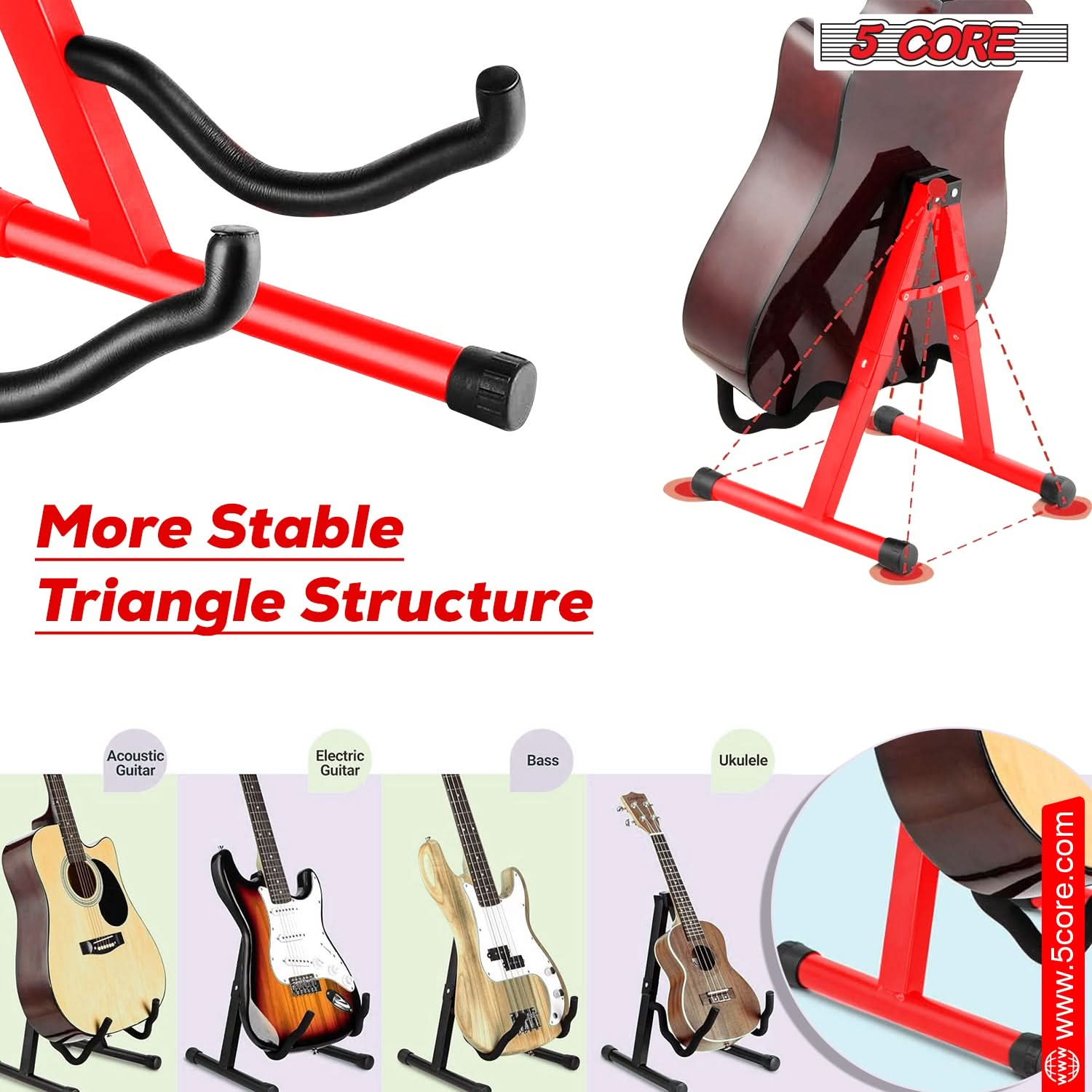 5Core Guitar Stand Floor A Frame Electric Acoustic Bass Soporte Para Guitarra