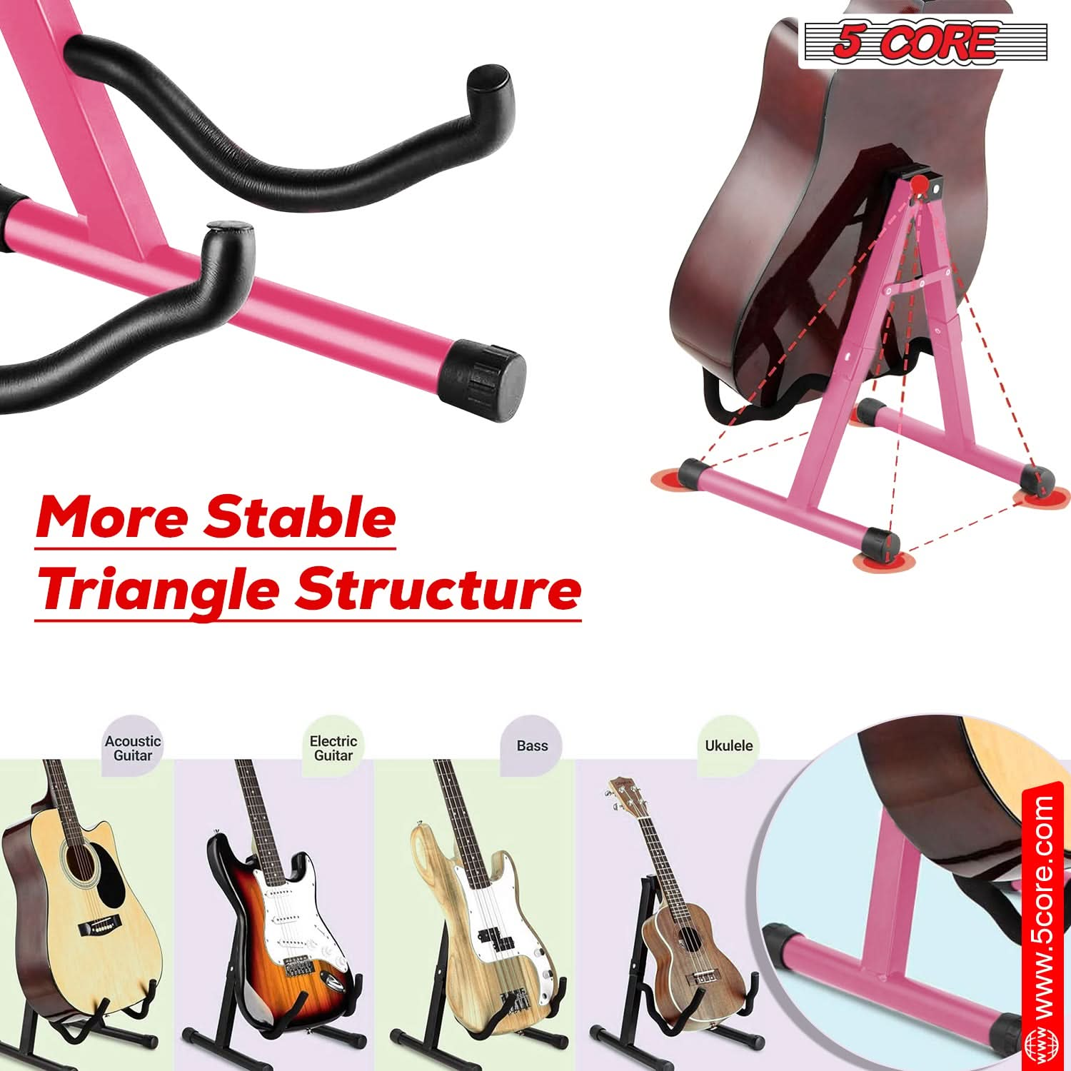 5Core Guitar Stand Floor A Frame Electric Acoustic Bass Soporte Para Guitarra