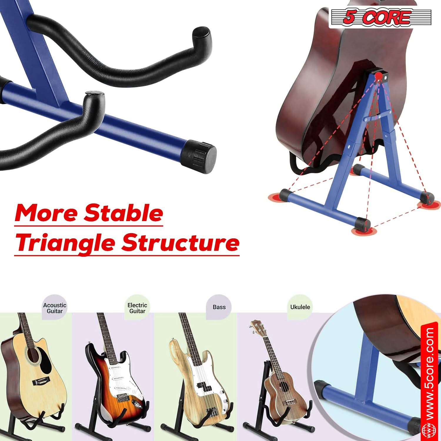 5Core Guitar Stand Floor A Frame Electric Acoustic Bass Soporte Para Guitarra