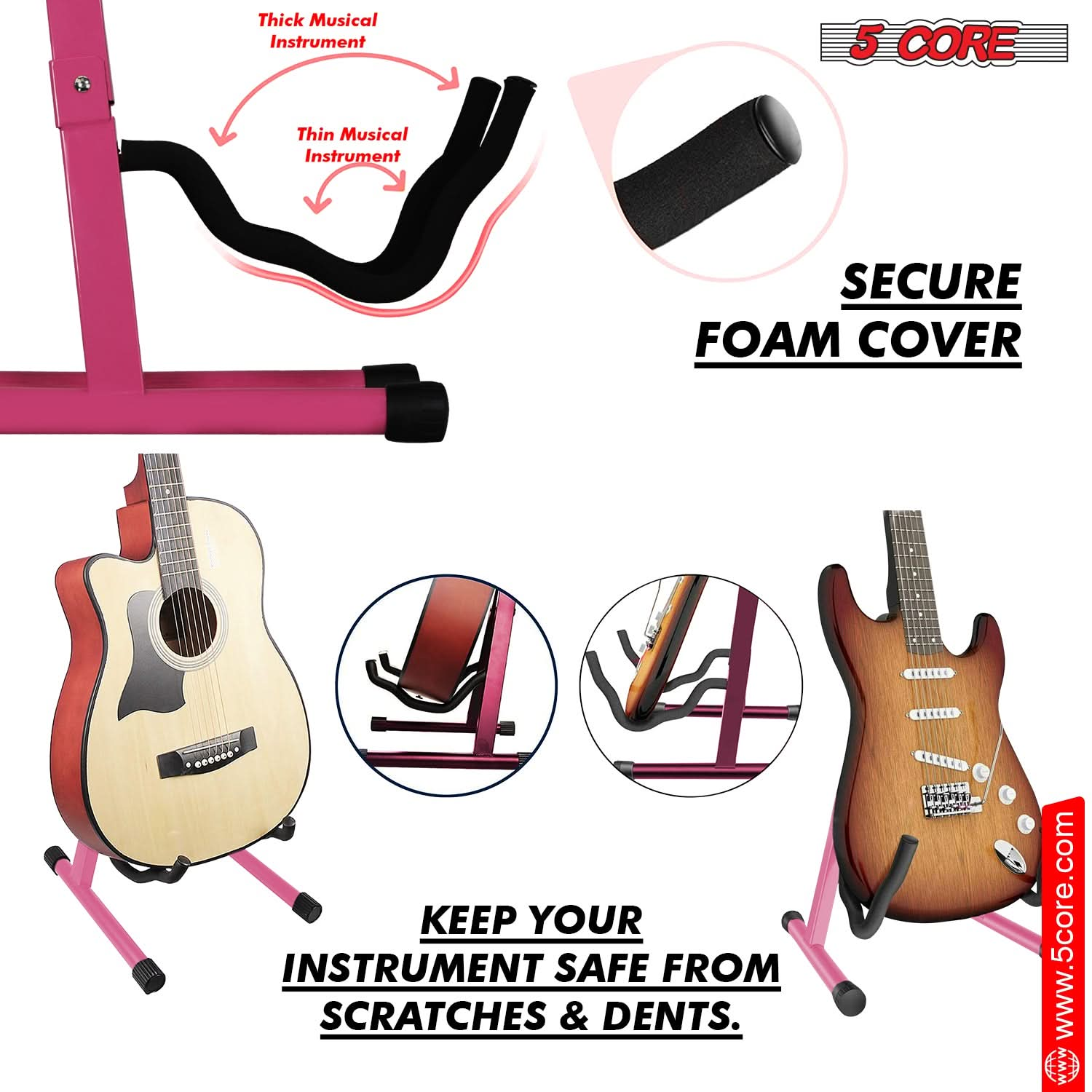 5Core Guitar Stand Floor A Frame Electric Acoustic Bass Soporte Para Guitarra