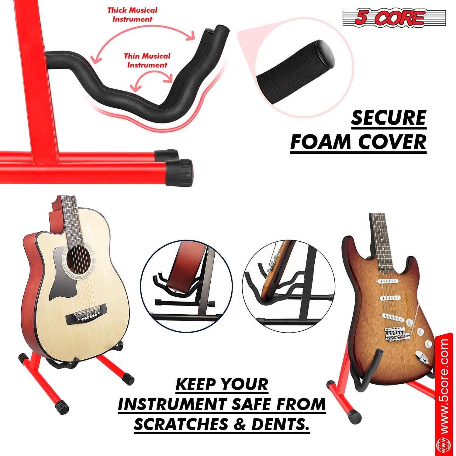 5Core Guitar Stand Floor A Frame Electric Acoustic Bass Soporte Para Guitarra