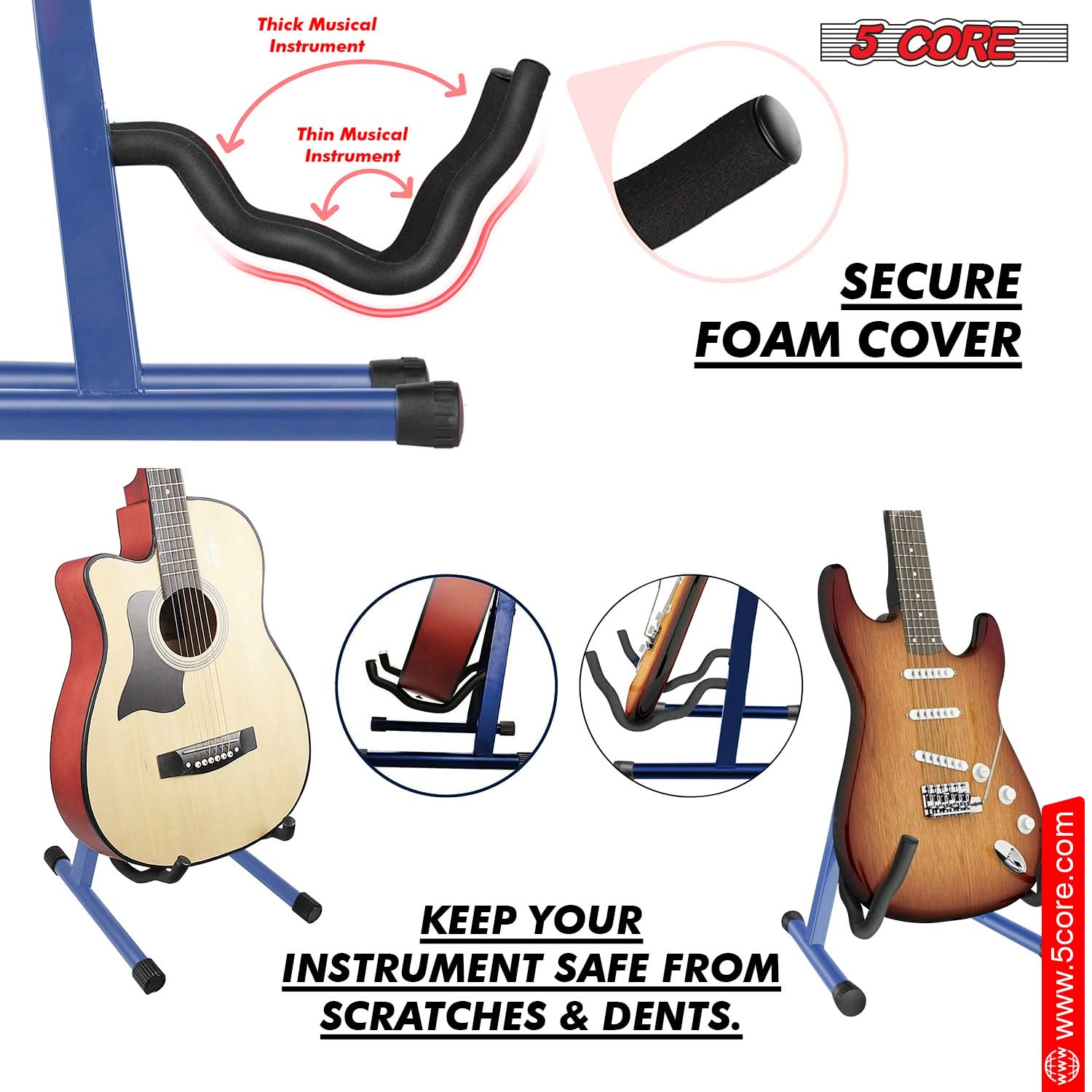 5Core Guitar Stand Floor A Frame Electric Acoustic Bass Soporte Para Guitarra