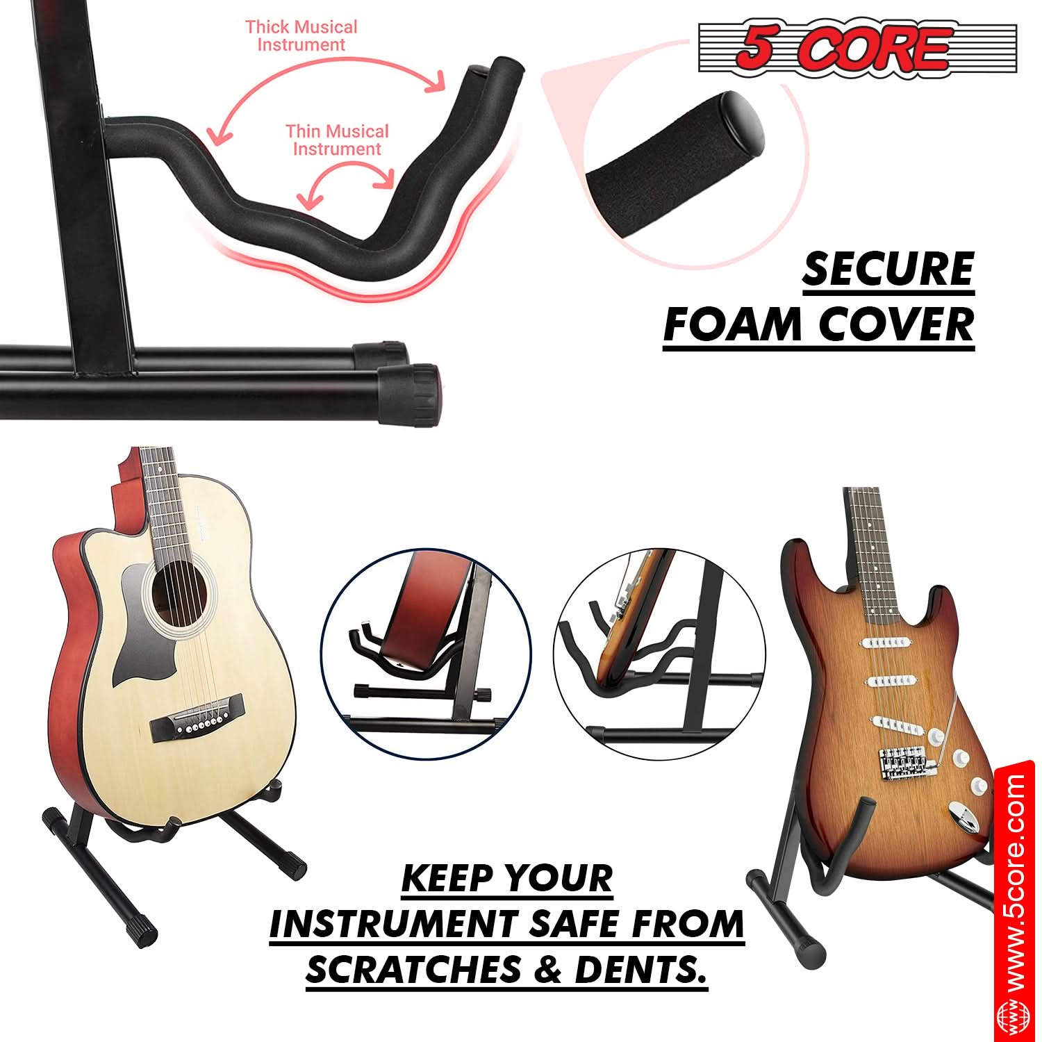 5Core Guitar Stand Floor A Frame Electric Acoustic Bass Soporte Para Guitarra