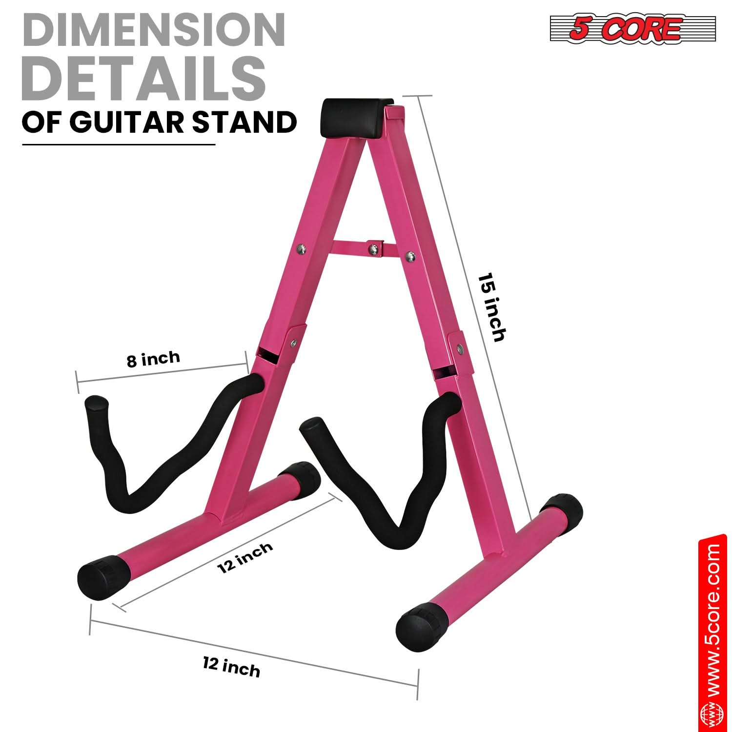 5Core Guitar Stand Floor A Frame Electric Acoustic Bass Soporte Para Guitarra PINK