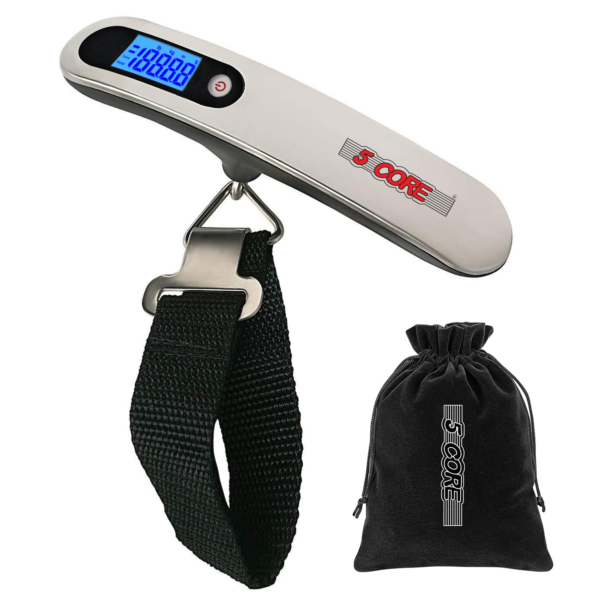 5 Core Luggage Scale 1 Piece 110 Pounds Digital Hanging Weight Scale w Backlight Rubber Paint Handle Battery Included- LS-005