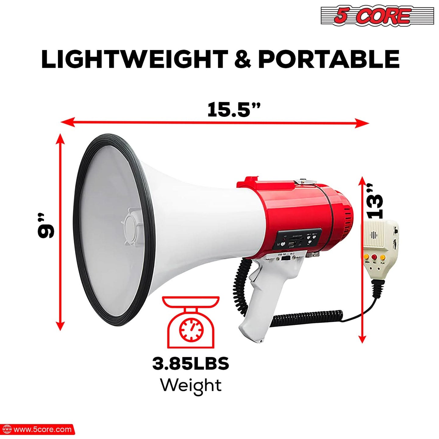 Megaphone with battery-powered functionality, offering uninterrupted amplification on the go.