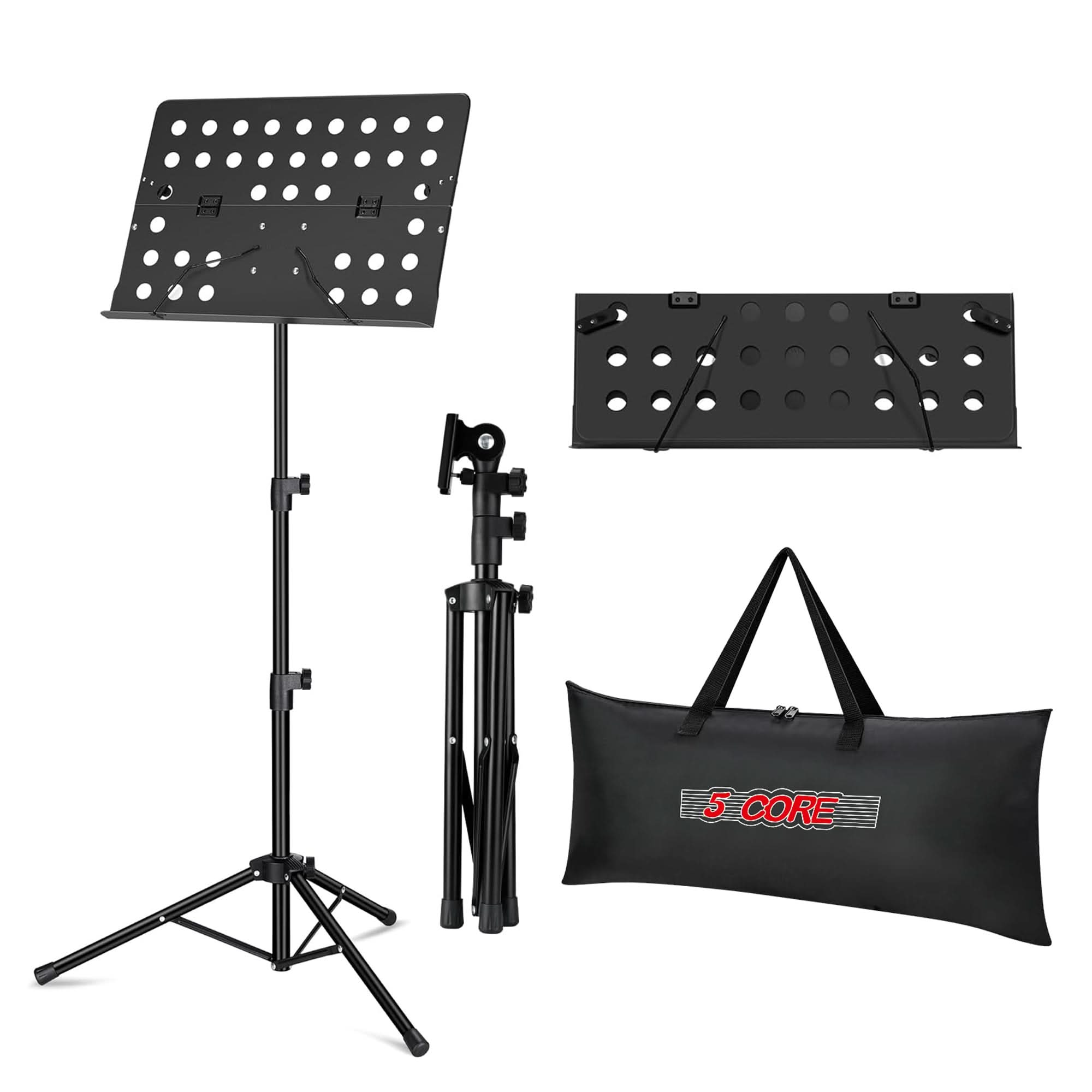 5Core Music Stand For Sheet Music Portable Tripod Adjustable Folding Note Holder