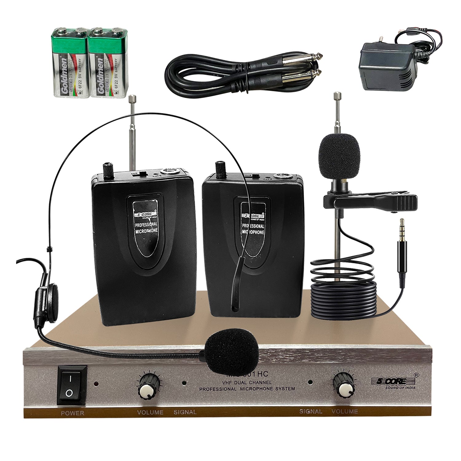 5Core Wireless Microphones w 1 Headset 1 Collar Mic with Receiver Microfono Inalambrico 165ft Range