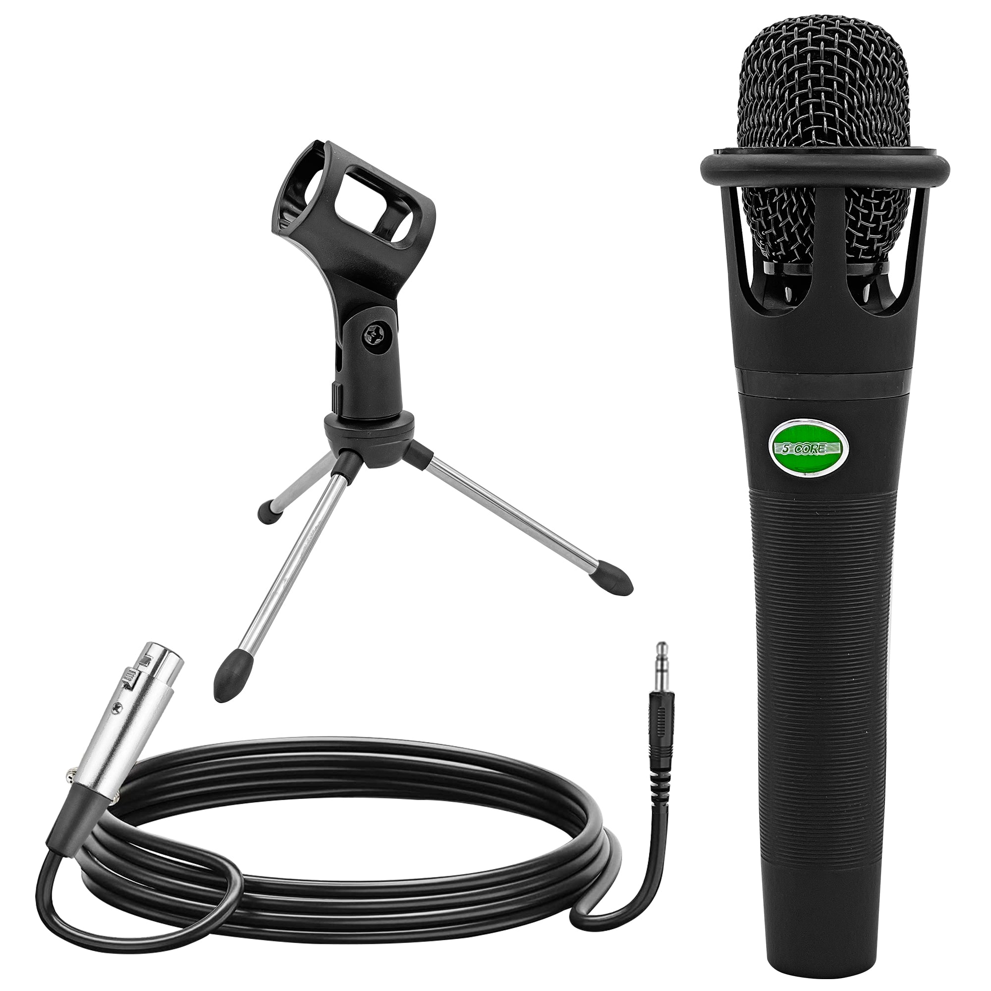 5 Core Microphone Karaoke XLR Wired Professional Dynamic w Pop Filter Cable Mic Holder Mini Tripod