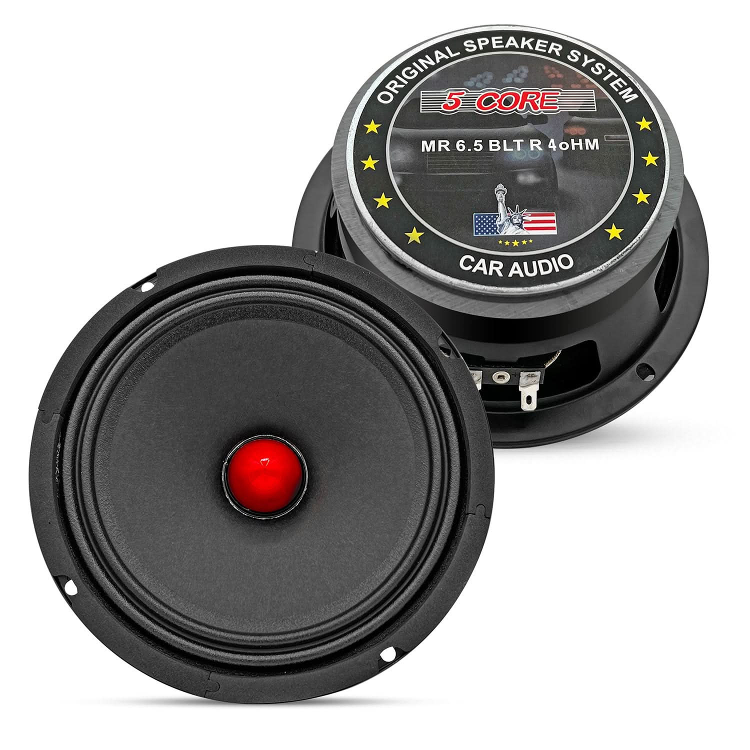 5Core 6.5 Inch Midrange Door Speaker 580W PMPO Subwoofer w Aluminum Bullet 4O Sub Woofer