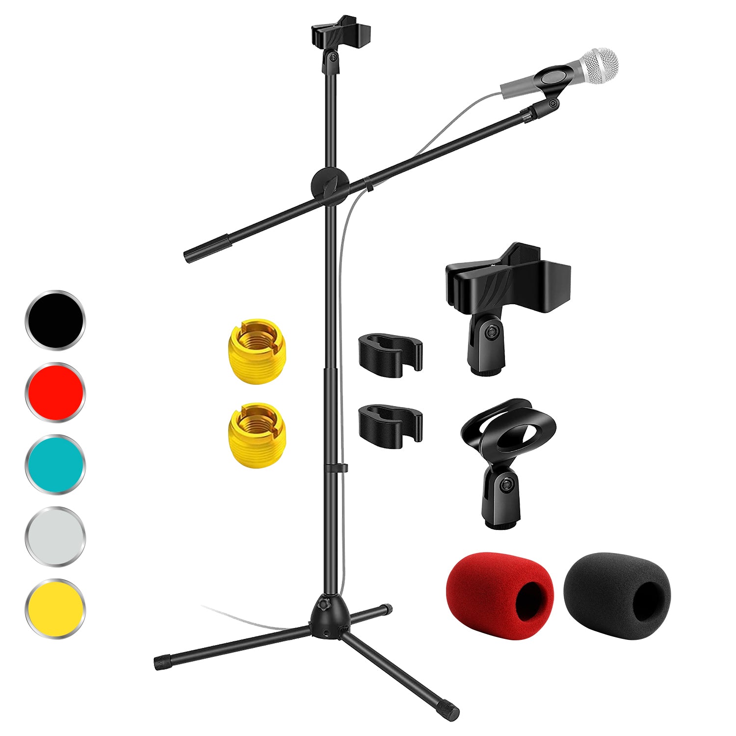 5 Core Tripod Mic Stand Height Adjustable Max 59" Universal Microphone Mount Floor Stands w Boom Arm