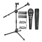5 Core Dual Microphone Stand with Dynamic (2) Mic, (2) Mic Clips, XLR Cables, and Detachable Boom- MS DBL S +ND58 +ND57