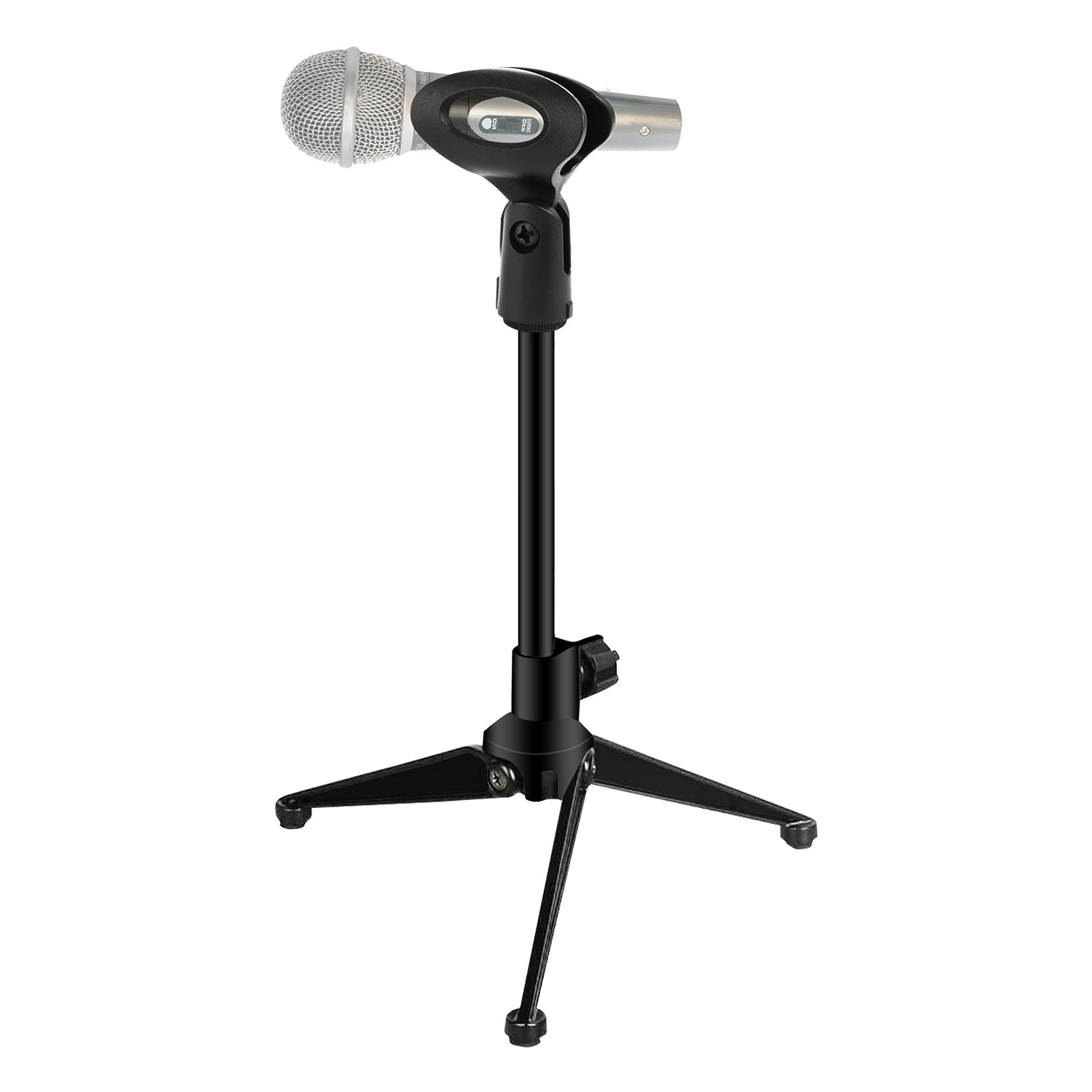 5 Core Universal Small Desktop Microphone Stand 1 Piece Black Adjustable Tabletop Mic Stand For Dynamic Wired Microphone Like Samson Q2U Shure SM58 SM57 PGA48 PGA58 - MS MINI TRI BLK