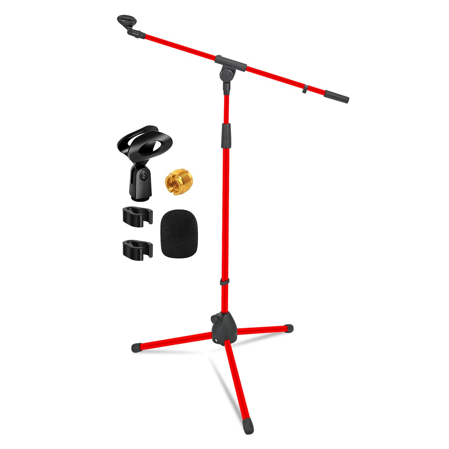 5Core Tripod Mic Stand Heavy Duty Adjustable Holder Floor Microphone Boom Arm RED