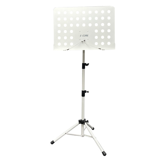 5 Core Sheet Music Stand Professional Folding Adjustable Portable Orchestra Music Sheet Stands, Heavy Duty Super Sturdy White MUS WH