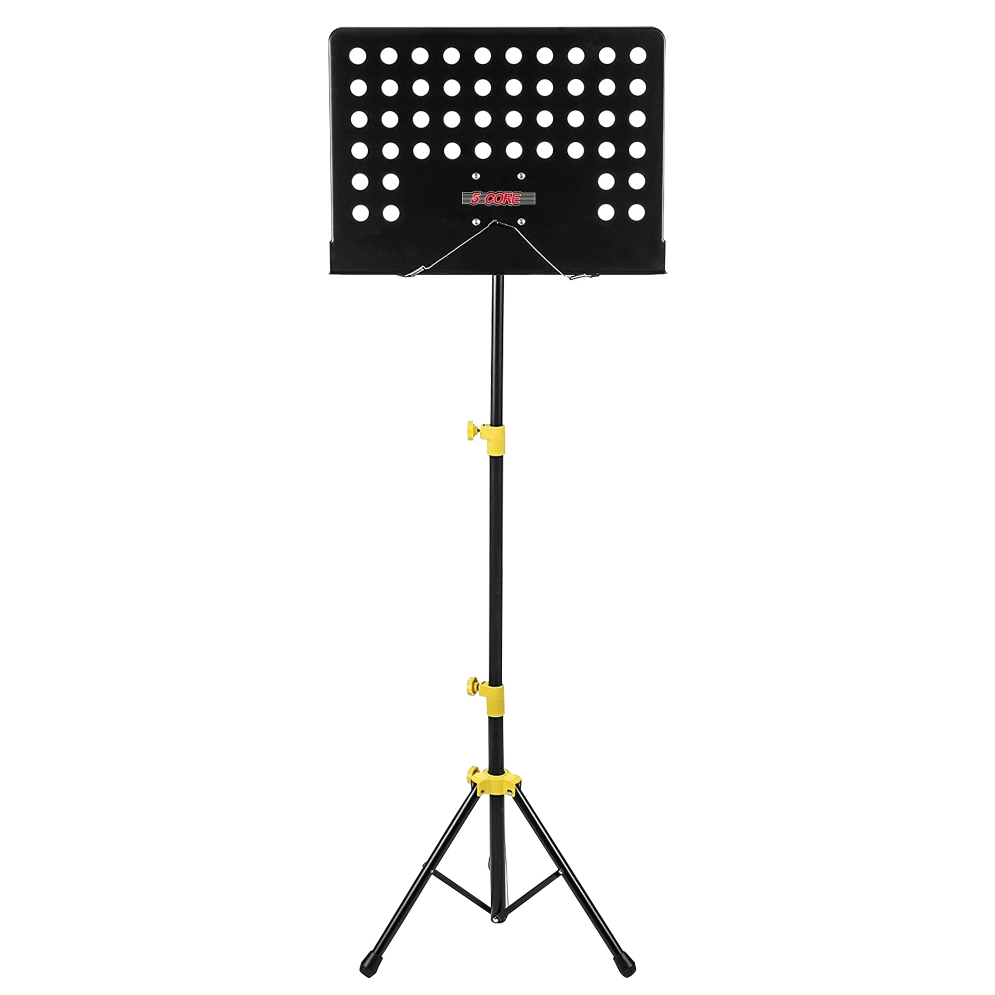 5 Core Music Stand for Sheet Music Yellow Folding Portable Stands Light Weight Book Clip Holder Music Accessories - MUS YLW