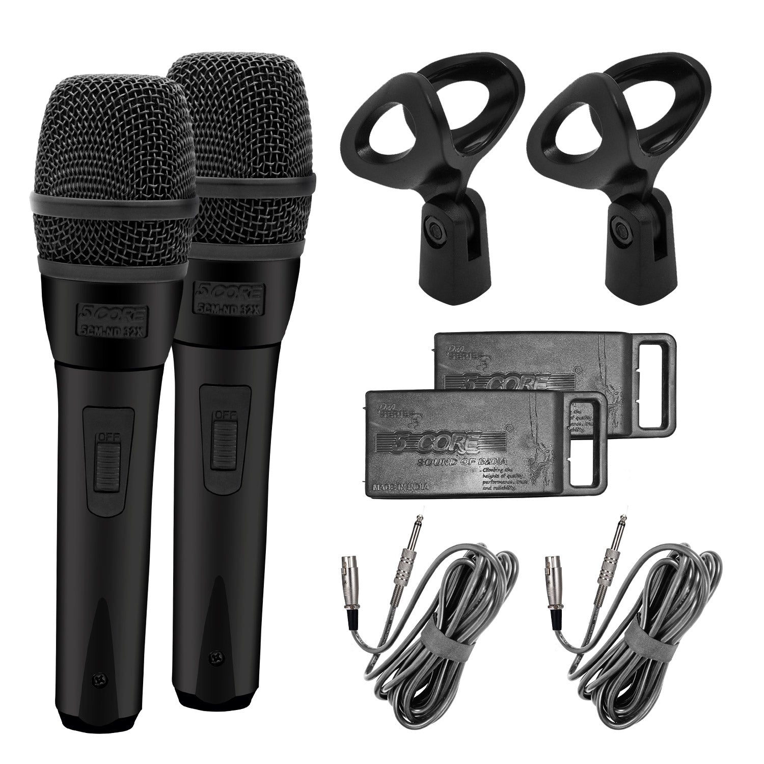 5 Core Microphone Professional Dynamic Karaoke XLR Wired Mic w ON/OFF Switch Pop Filter Cardioid Unidirectional Pickup Handheld Micrófono -ND-32 ARMEX 2PCS