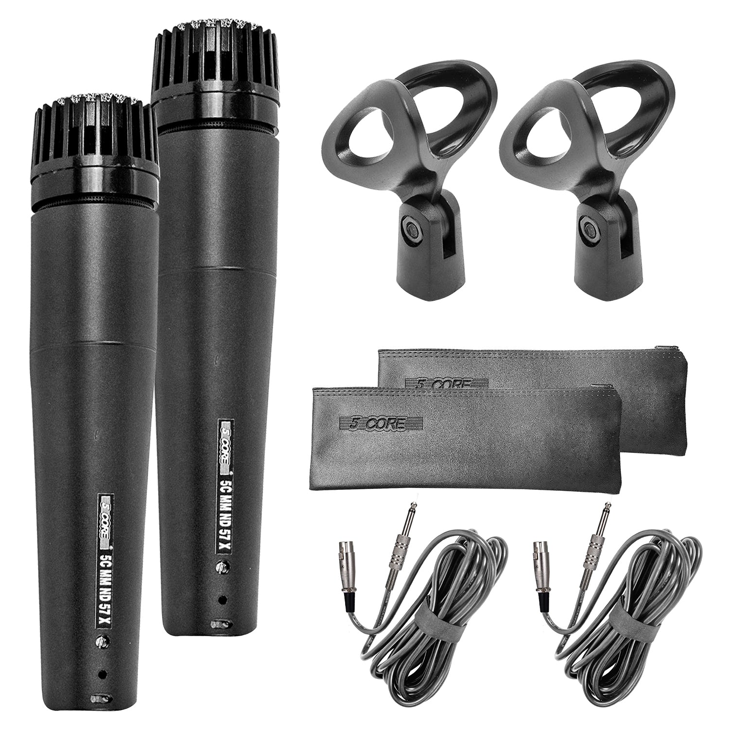 5 Core Handheld Microphone For Singing 2Pc Dynamic Neodymium Cardioid Unidirectional Vocal Metal Mic