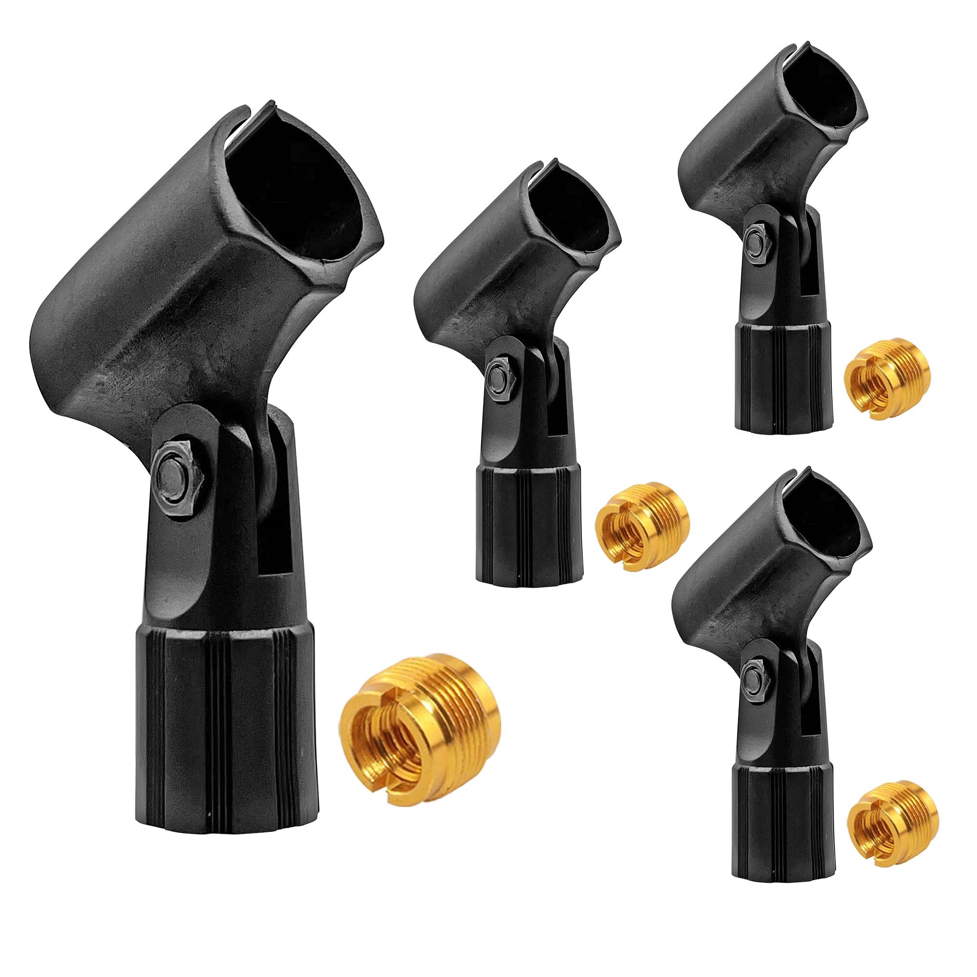 5 Core Pencil Microphone Clip Holder Black Angle Adjustable Slim Condenser Mic Adapter with Universal 5/8" Male to 3/8" Female Adapter Skinny Microphone Clips 4Pcs -MC 08 4PCS