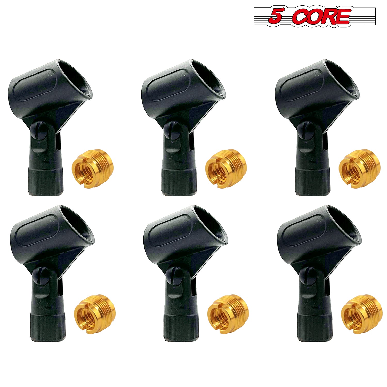 5 Core Microphone Clip Holder 6 Pieces with Screw Adapters 5/8 to 3/8 Inch