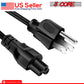 5 Core Extra Long 6ft 3 Prong Non-Polarized AC Wall Power Cable Cord for HP Dell Samsung Sony Asus Acer Toshiba Laptop Charger LED LCD Monitor Replacement Power Cord PL 1001
