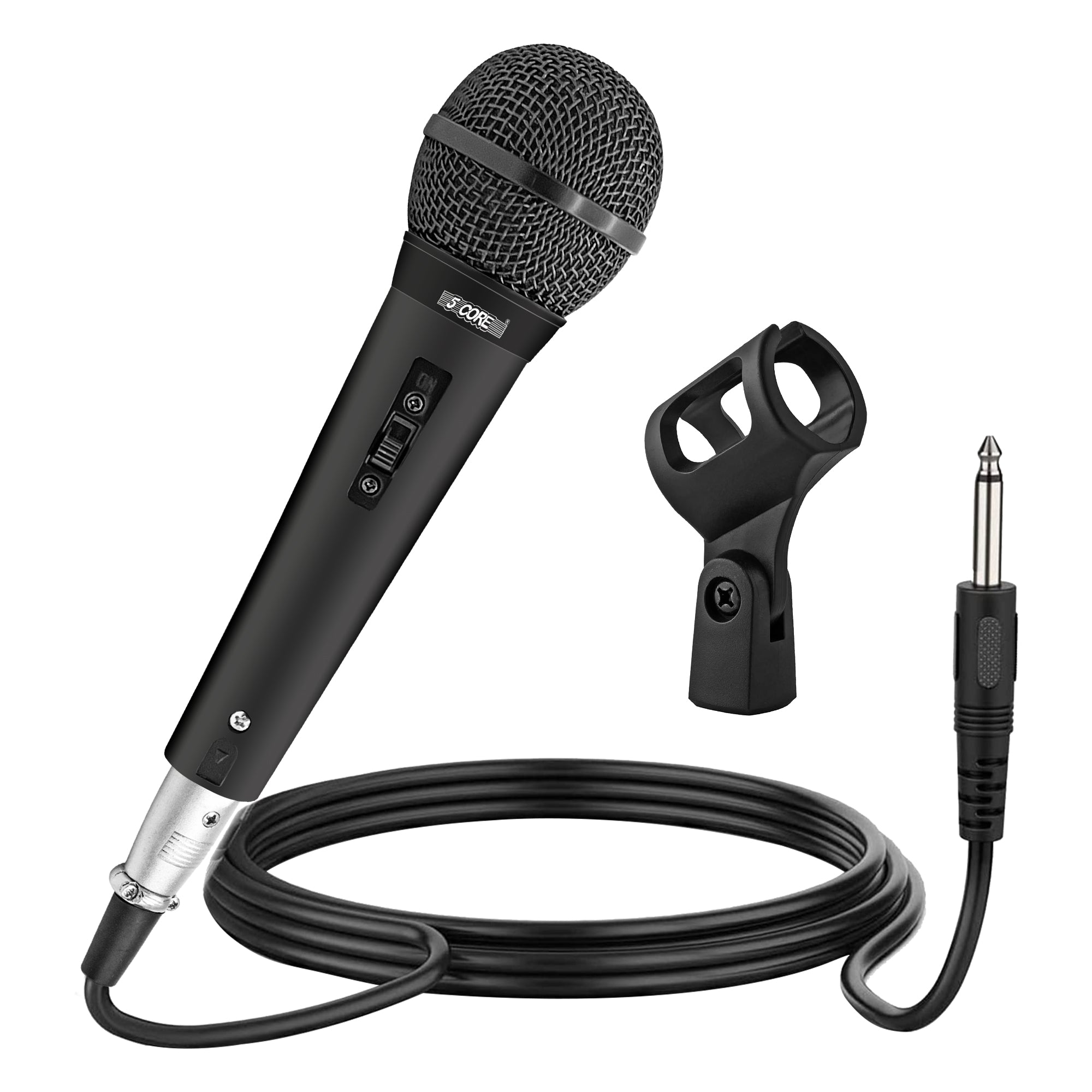 5 Core Microphone 4 Pieces Professional Black Dynamic Karaoke XLR Wired Mic w ON/OFF Switch Integrated Pop Filter Cardioid Unidirectional Pickup Handheld Micrófono for Singing DJ Podcast Speeches Includes Cable Mic Holder - PM 757 4PCS