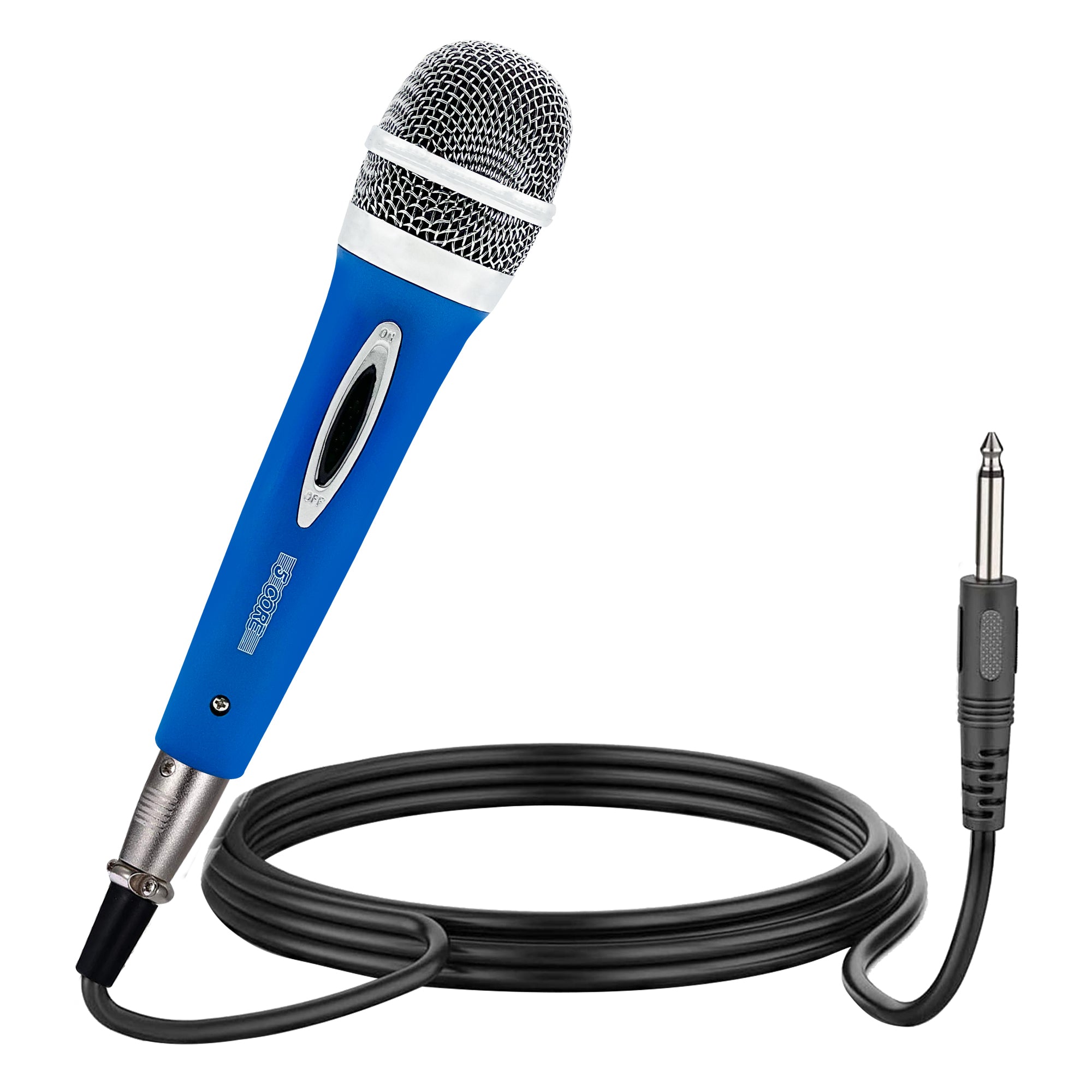 5 Core Microphone 1 Piece Blue Karaoke XLR Wired Mic Professional Studio Microfonos w ON/OFF Switch Integrated Pop Filter Dynamic Moving Coil Cardioid Unidirectional Pickup Handheld Micrófono for Singing DJ Podcast Speeches Includes Cable - PM 286 BLU