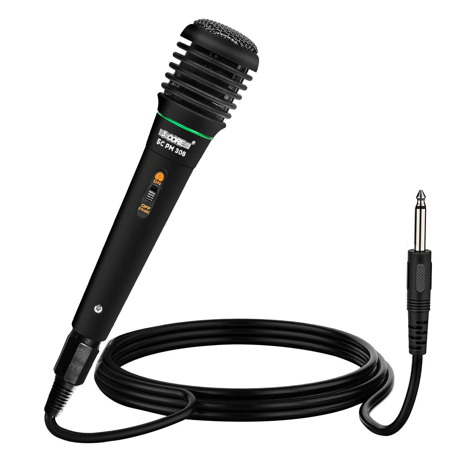 5 Core Microphone 1 Piece Black Karaoke XLR Wired Mic Professional Studio Microfonos w Integrated Pop Filter Dynamic Moving Coil Cardioid Unidirectional Pickup Micrófono for Singing DJ Podcast Speeches Includes Cable - 308P