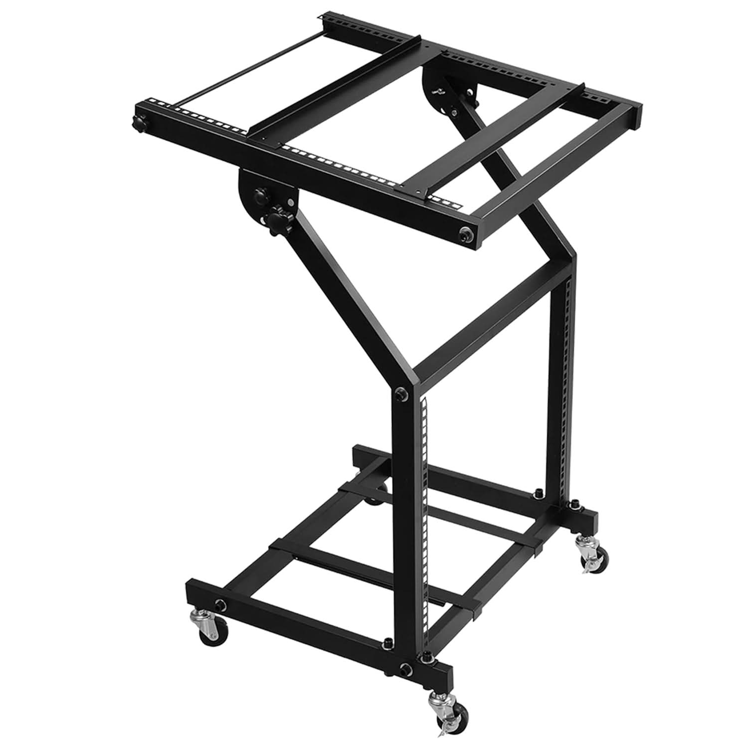 5Core 9U DJ Mixer Audio Rack Stand Adjustable Mount Professional Rolling Stage Mixer Table w Wheel