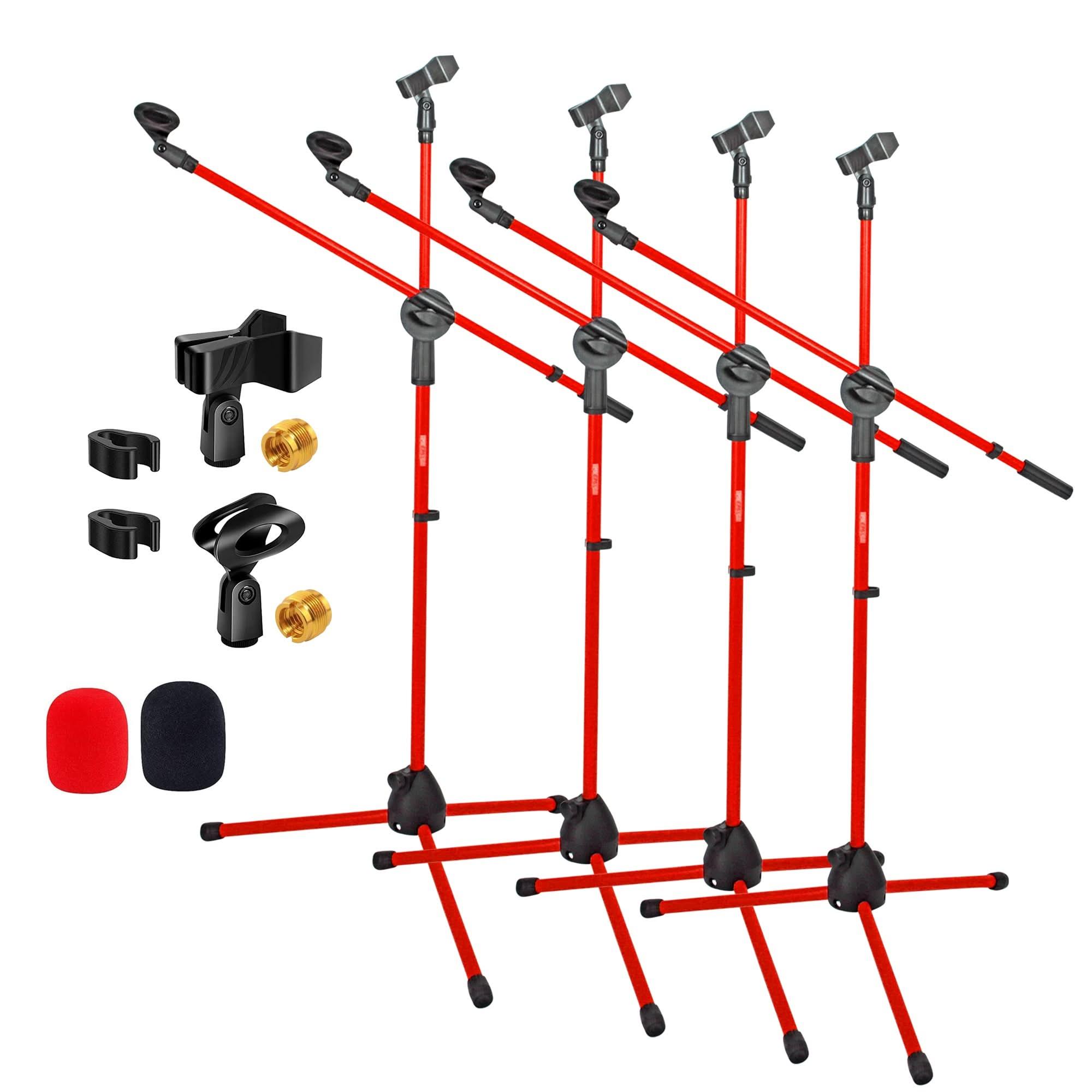 5Core Tripod Mic Stand Adjustable Heavy Duty Floor Holder Microphone Boom Arm RED