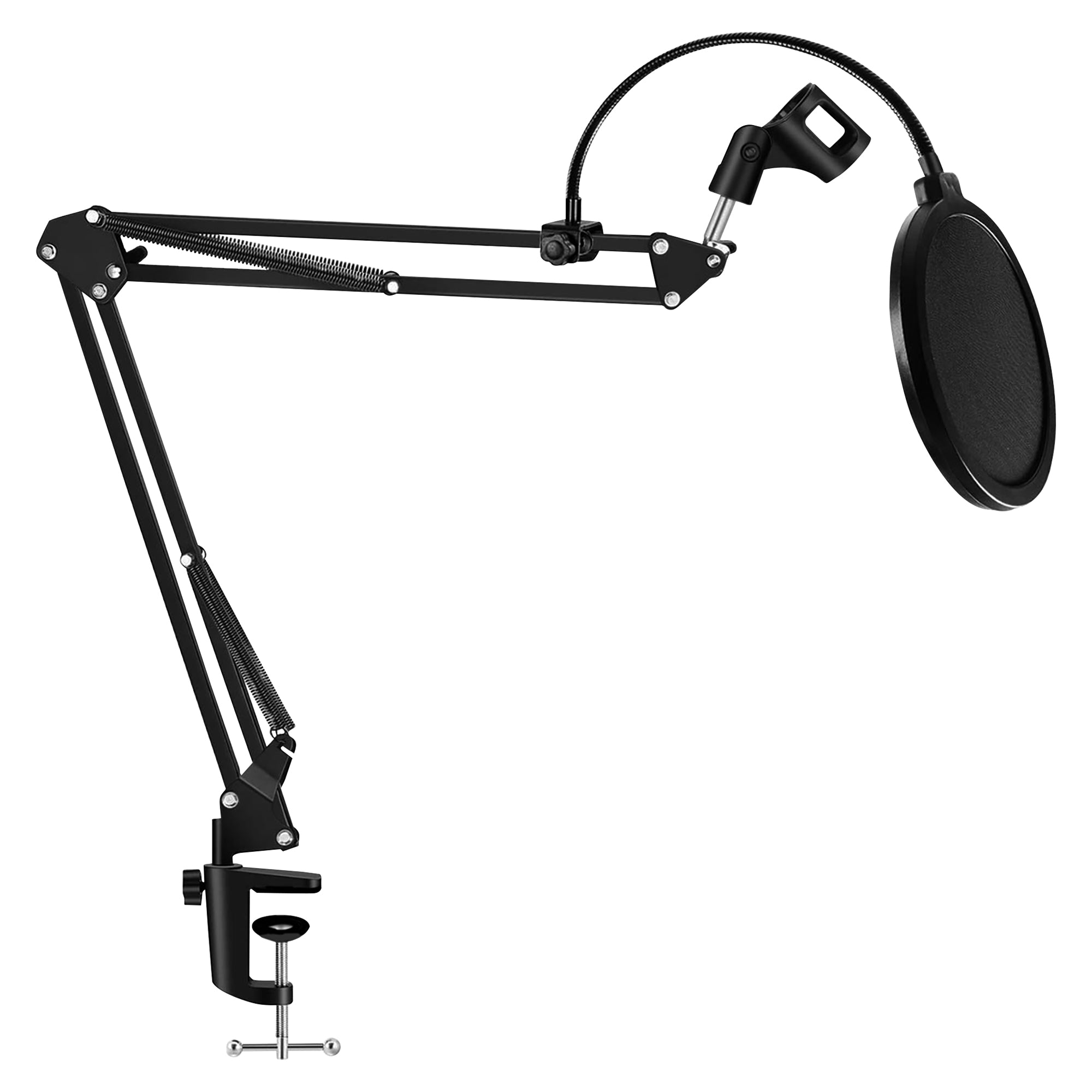 5 Core Microphone Stand Adjustable Suspension Boom Scissor Arm Mic Stand with 3/8/''to 5/8/'' Screw Adapter Includes Dual Layer Pop Filter - RM STND 2