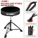 Reliable drummer's seat with a cushioned top, sturdy metal frame, and non-slip rubber feet for maximum support.