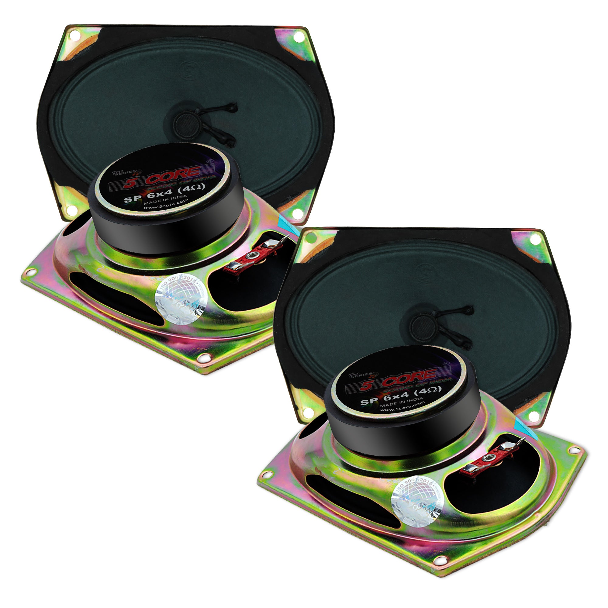 5 Core 6x4 Inch Subwoofer 2 Pack • 200W Peak 4 Ohm Replacement Car Bass Sub Woofer • 1.5" Voice Coil