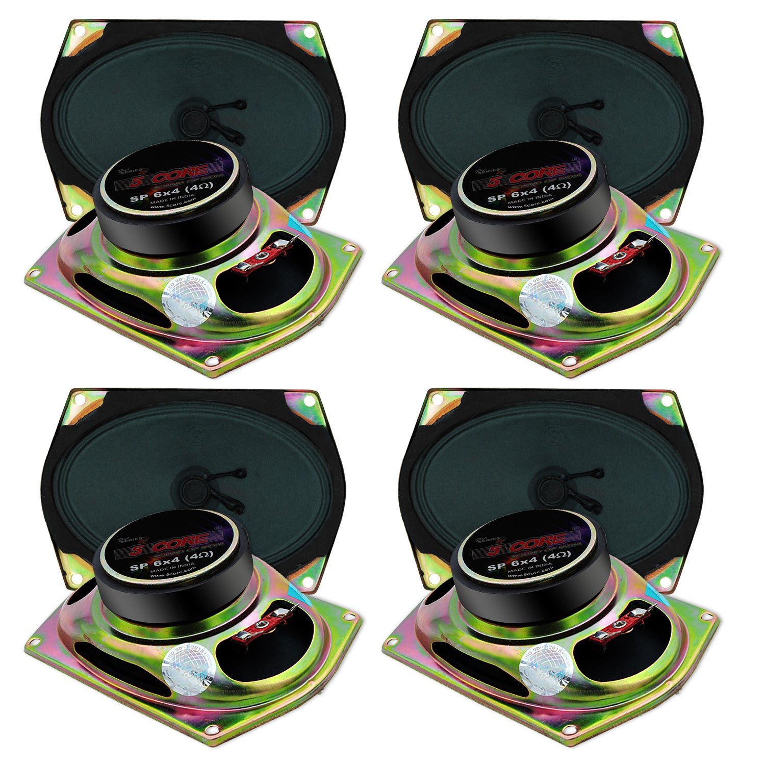 5 Core 6x4 Inch Subwoofer 4 Pack • 200W Peak 4 Ohm Replacement Car Bass Sub Woofer • 1.5" Voice Coil