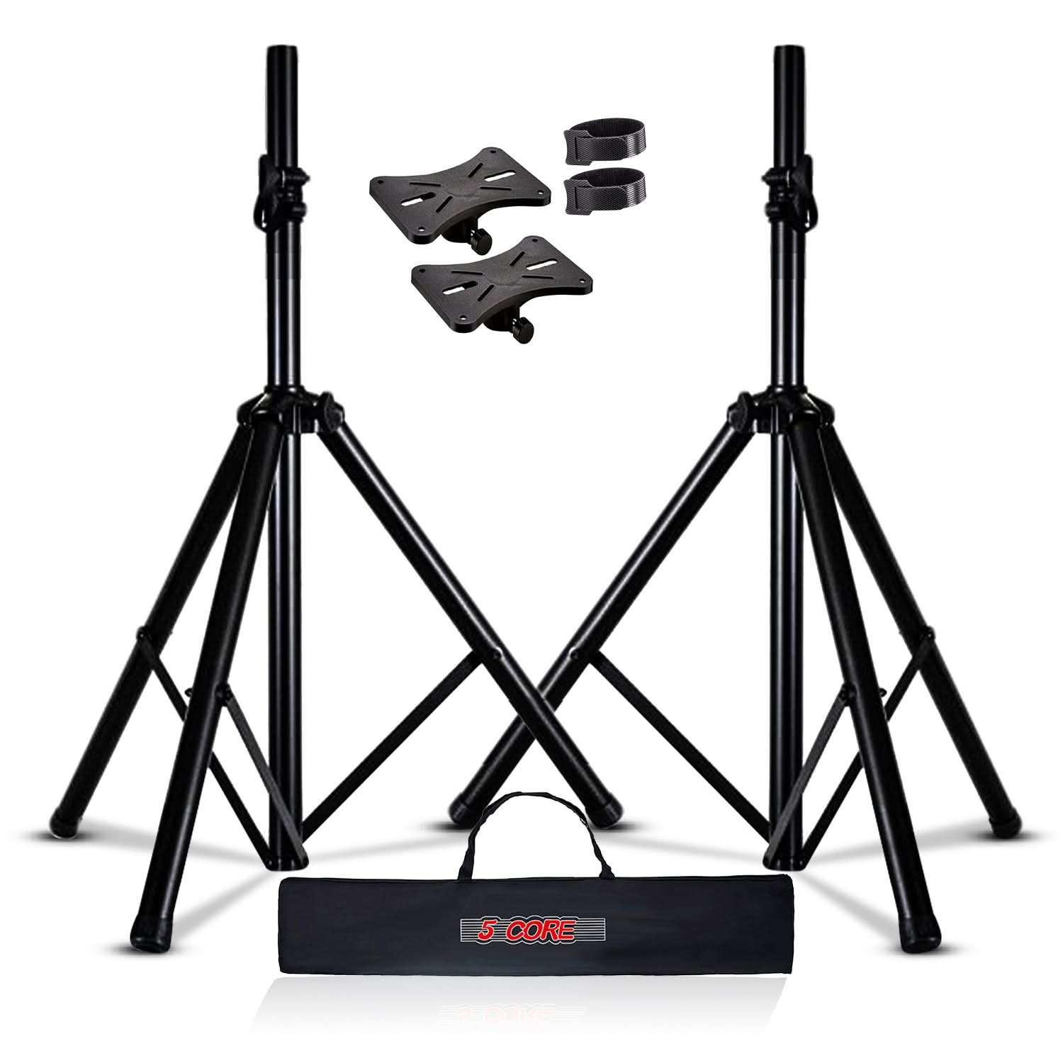 5 Core Speaker Stand Tripod Floor Adjustable Up to 48 Inch DJ Studio Monitor Stands Pole Mount Pair BLACK