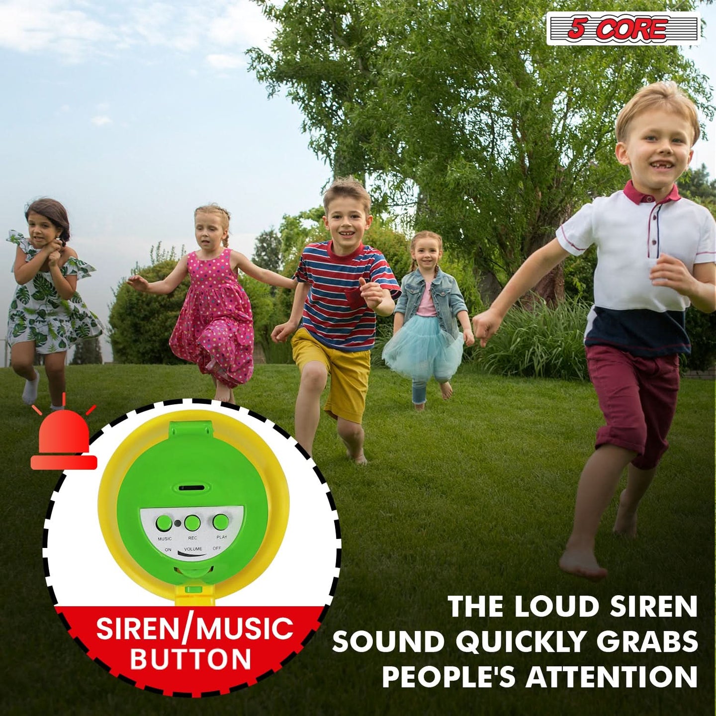 Siren music button on this mini megaphone allows you to switch between alerts and sound effects effortlessly.