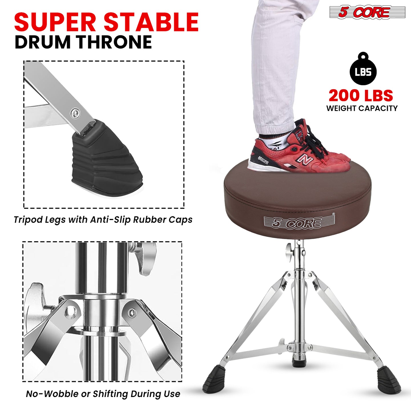 Durable drum stool featuring a sturdy metal frame, ergonomic padding, and non-slip rubber feet.