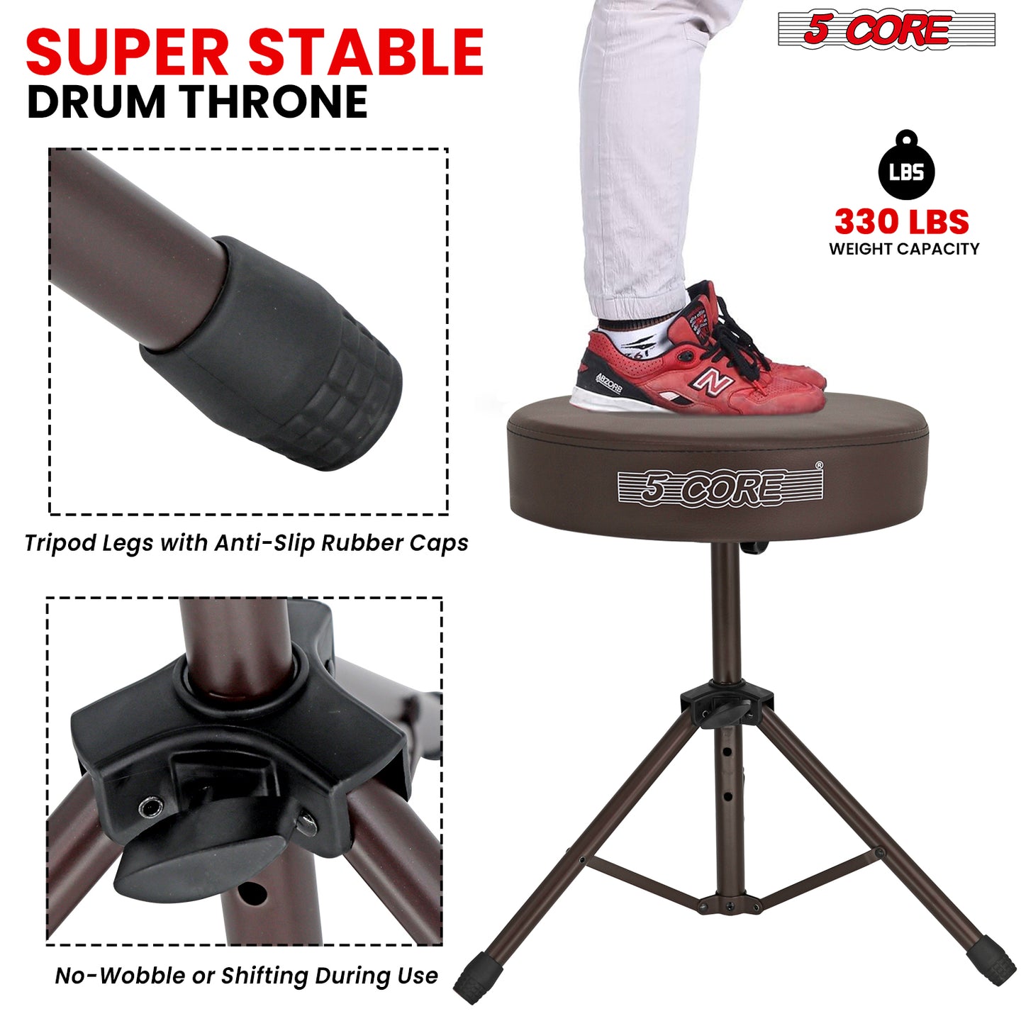 Super stable drum chair designed for maximum support and balance during drumming sessions.