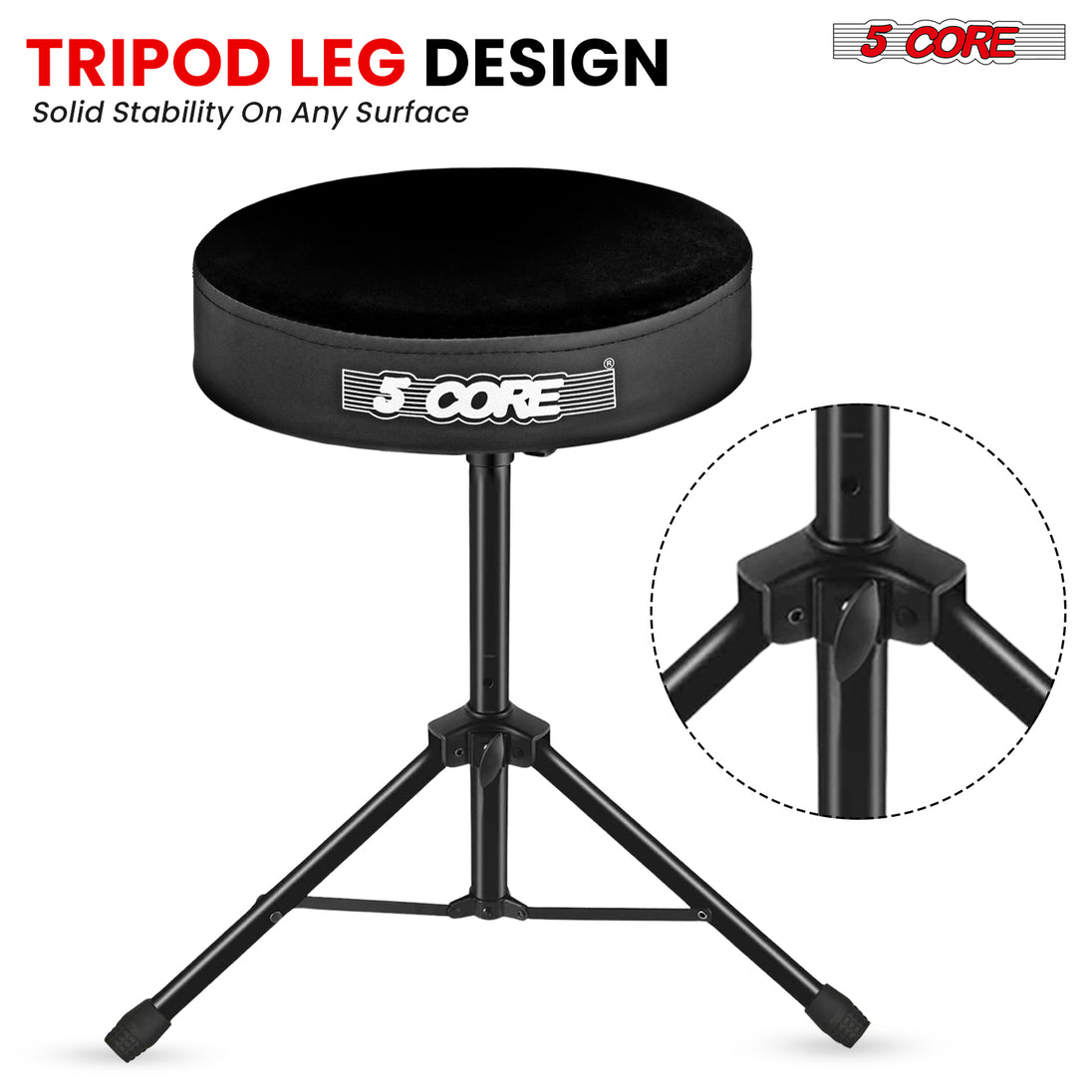 Easily adjust the height of this drum stool for maximum comfort during rehearsals and performances.