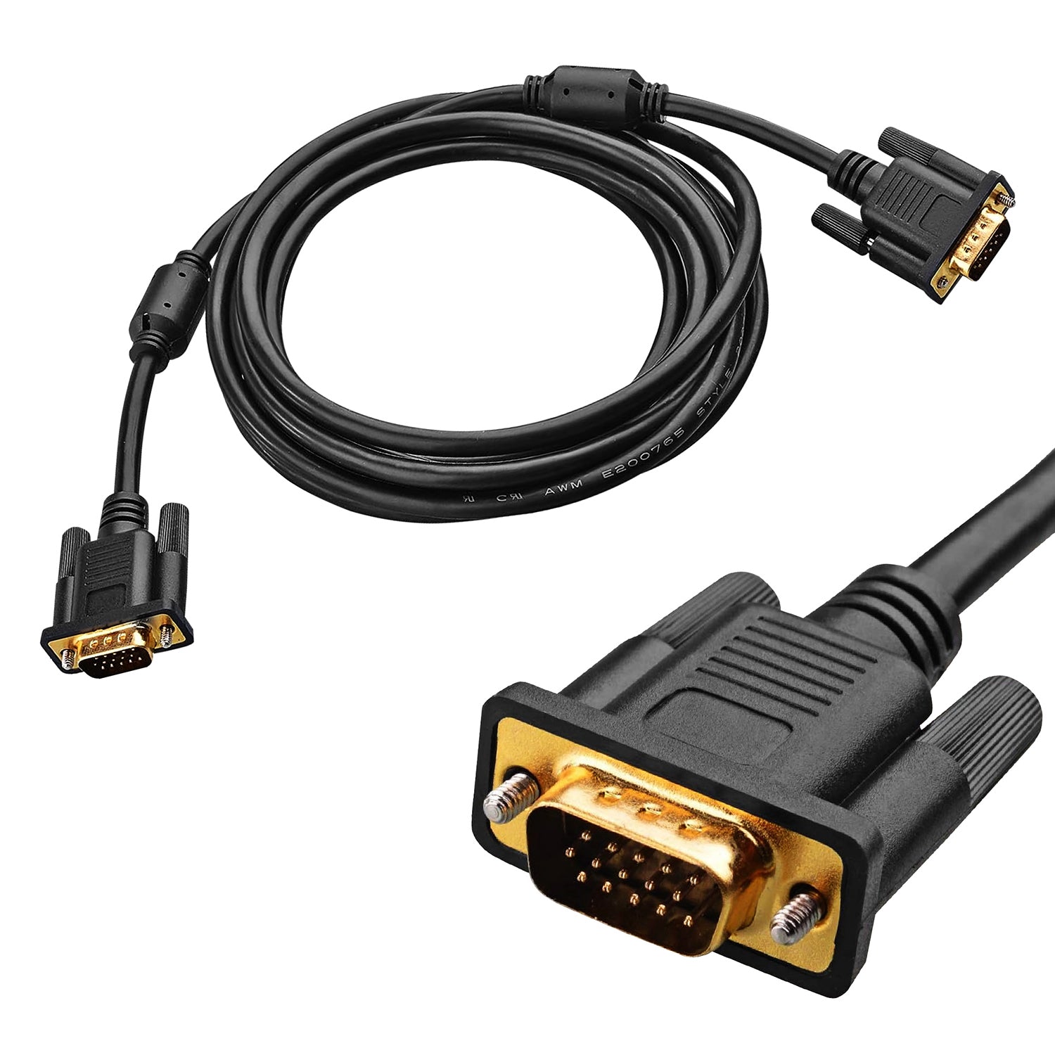 5Core VGA to VGA Cable  6Ft 15 Pin VGA Male to Male HD Video Transmission Extension Monitor Cord