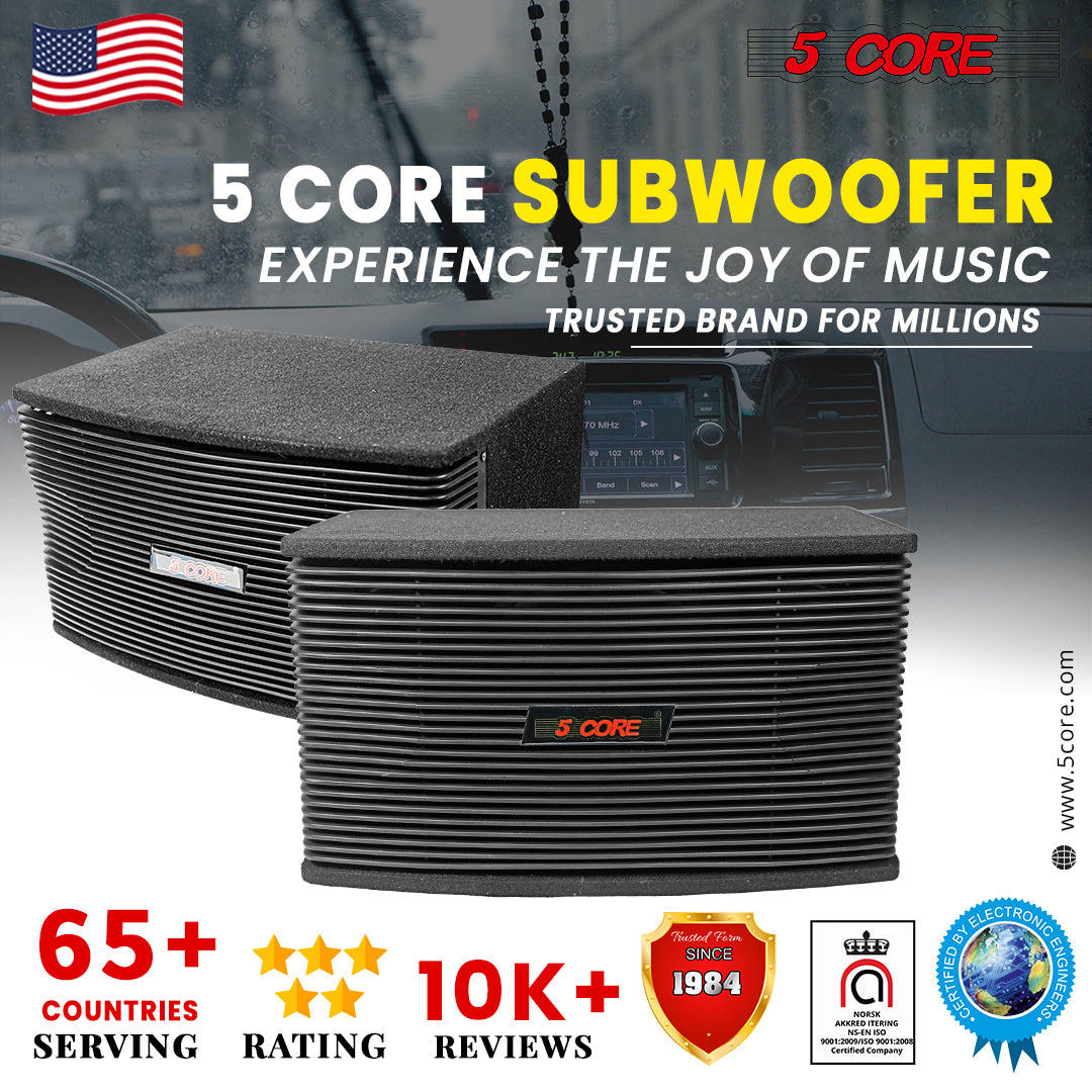 5 Core DJ speakers 8" PA Speaker System 80W RMS PA System Tough ABS Cabinet Speakon Connection 8 Ohm Portable Sound System w Subwoofer -Ventilo 890