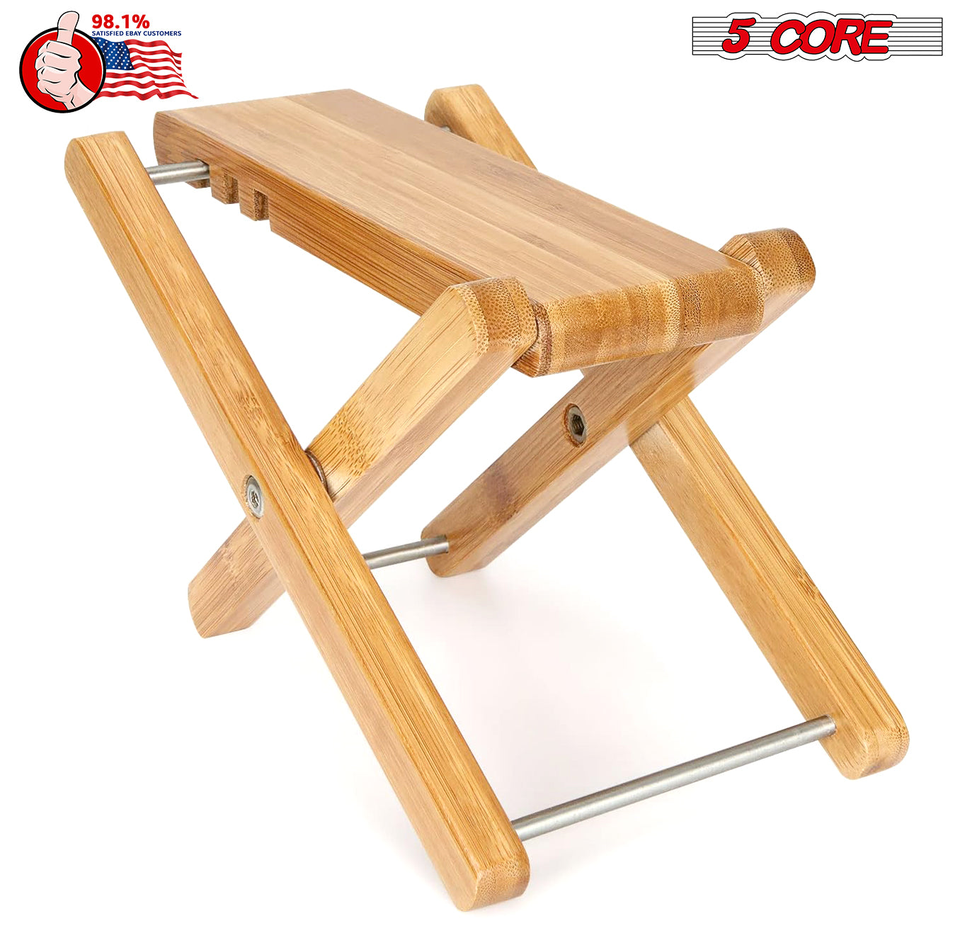 5 Core Wood Guitar Footstool/ 3-Position Height Adjustable Guitar Foot Stand/ Solid Wood Folding Footstool/ classical guitar foot stool, guitar leg support- GFS WD