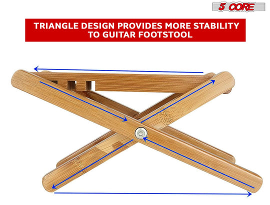 Adjustable Guitar Foot Stool - Foldable Leg Rest by 5 Core