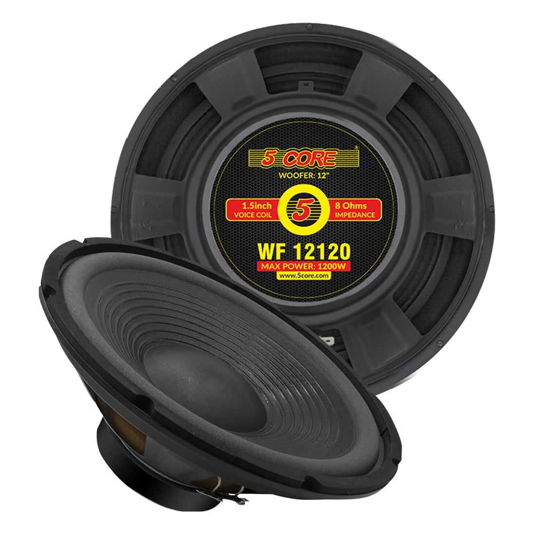 5 Core 12 Inch Subwoofer Speaker 1200W Peak 8 Ohm DJ Replacement Bass Sub Woofer 23 Oz Magnet