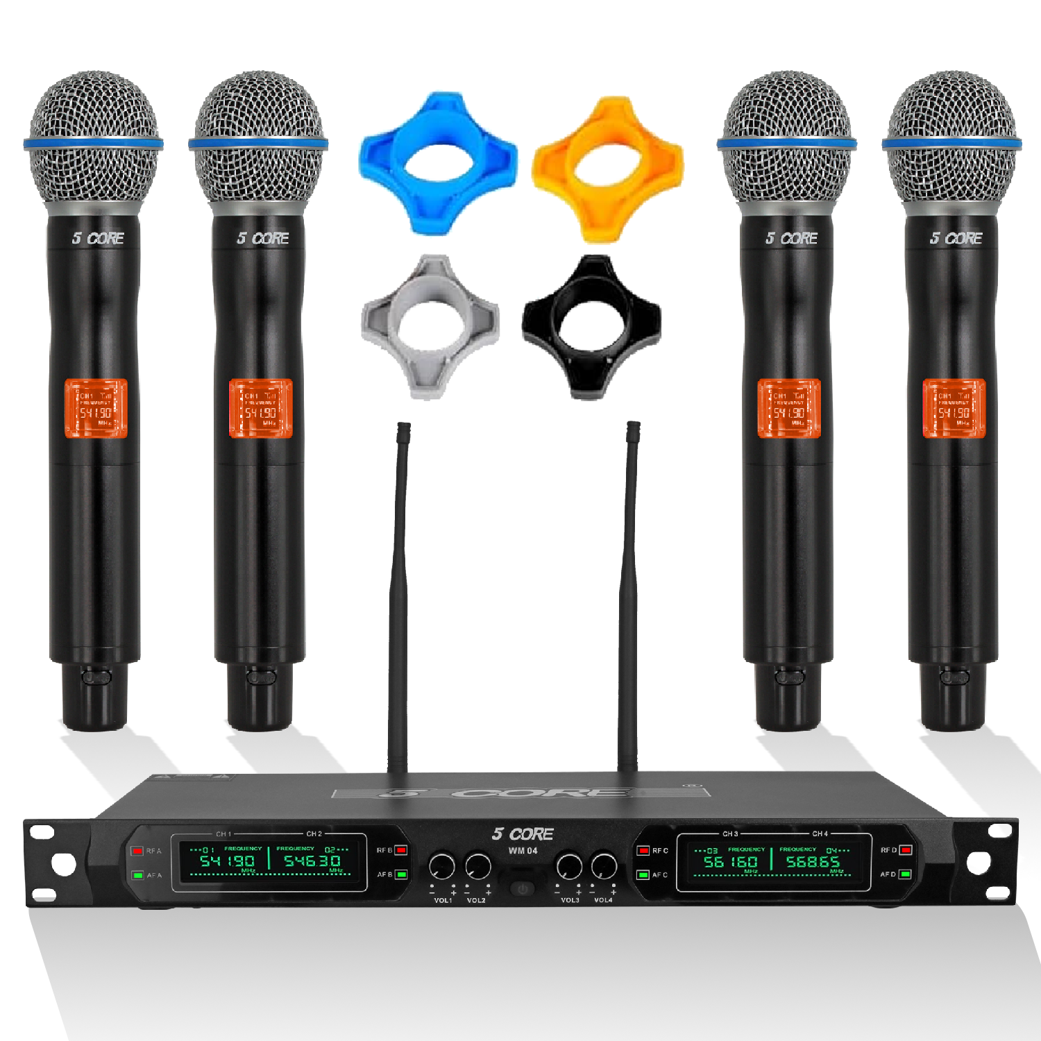5 Core Wireless Microphone System 4/6/8 Channel UHF 492F Range Portable Receiver w Cordless Mic